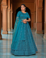 Artistic Embellished Semi Stitched Lehenga Set