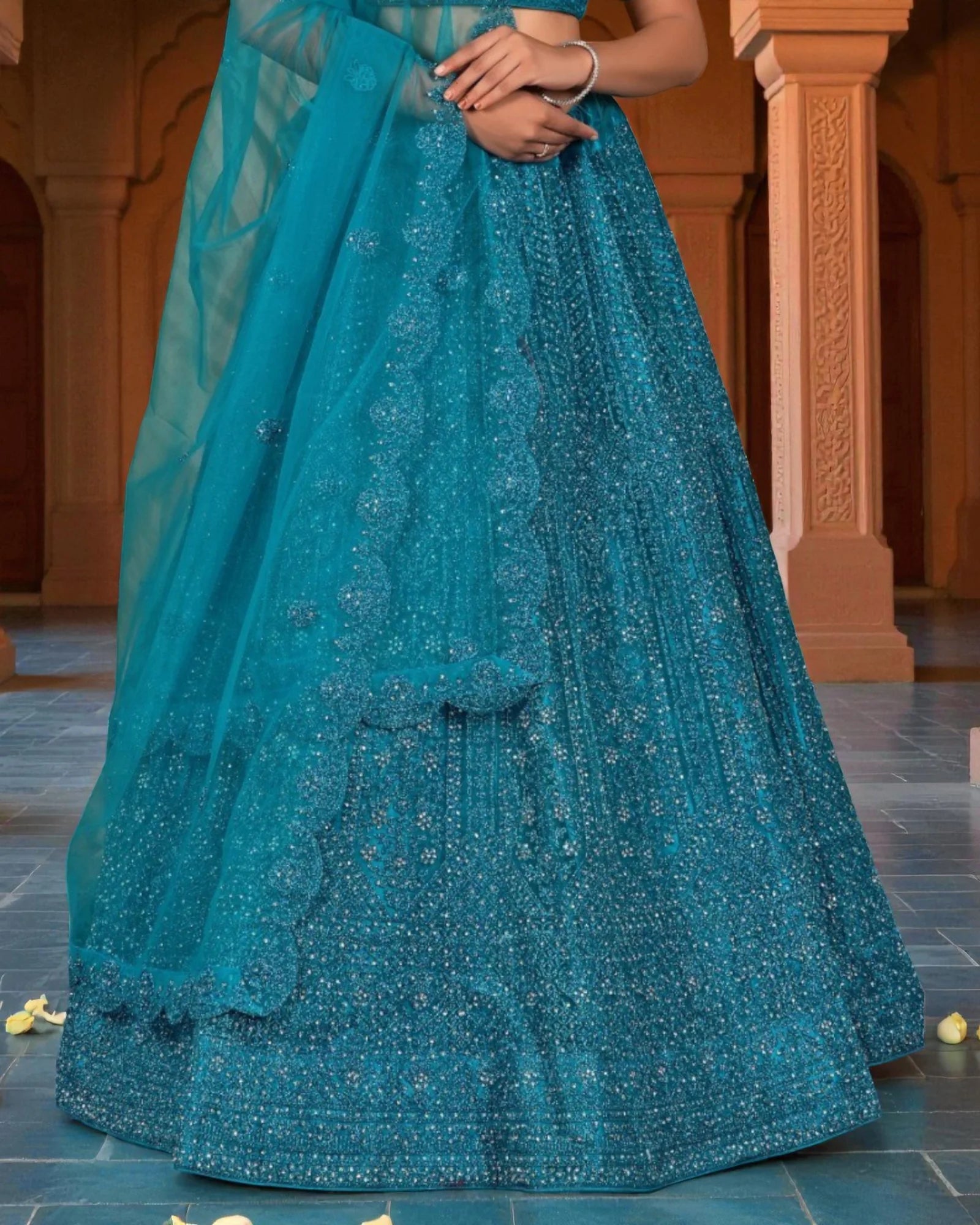 Artistic Embellished Semi Stitched Lehenga Set