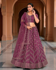 Gajri Beadwork Semi Stitched Lehenga Set