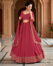 Fusion Georgette Embroidered Lehenga Set