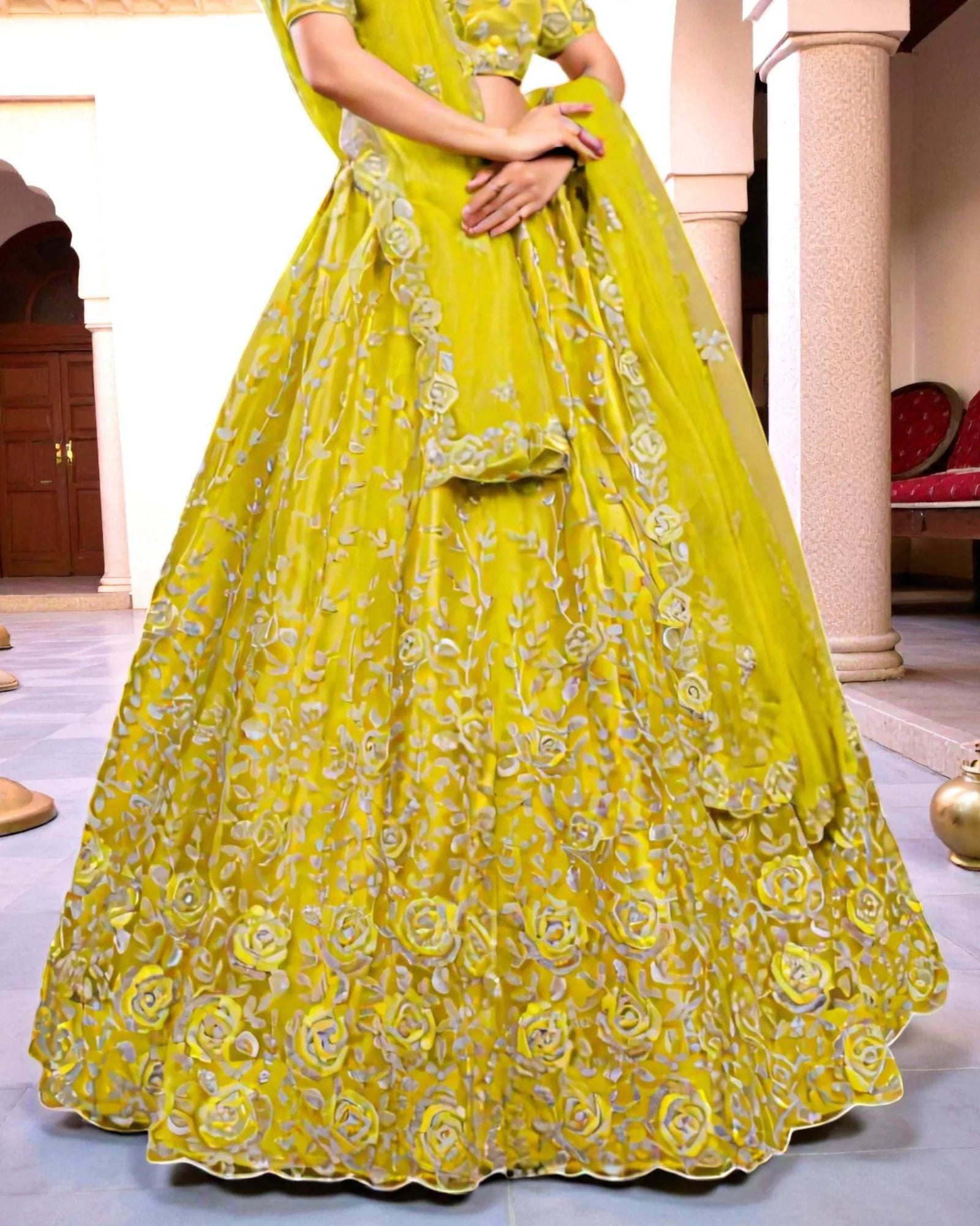 Fusion Embroidered Lehenga Set