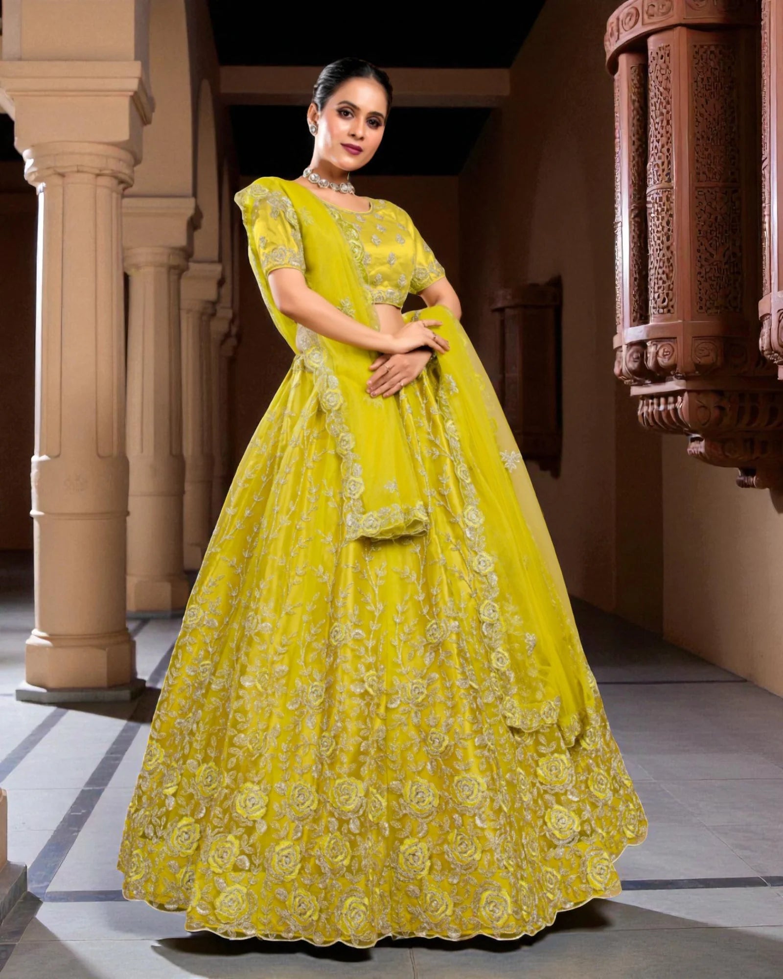 Fusion Embroidered Lehenga Set