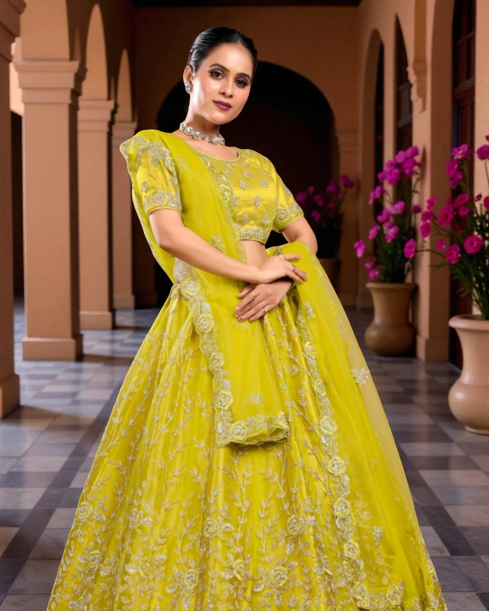 Fusion Embroidered Lehenga Set