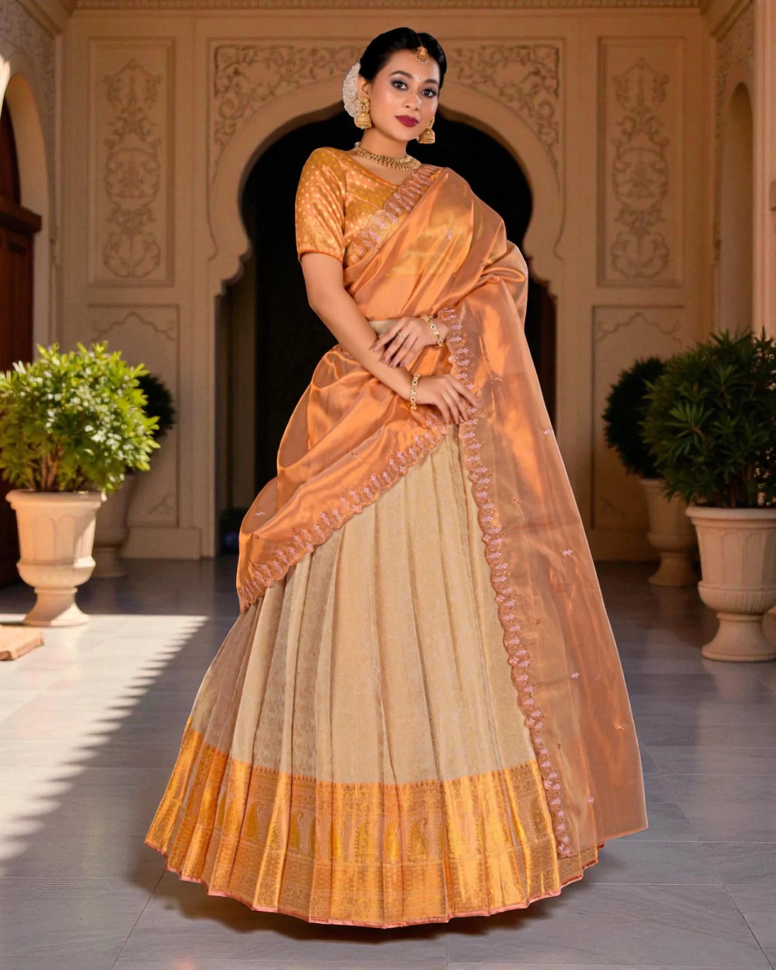 Intricate Zari Half Saree