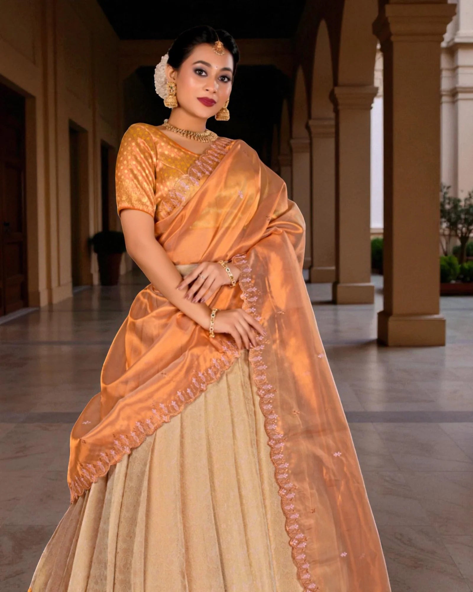 Intricate Zari Half Saree