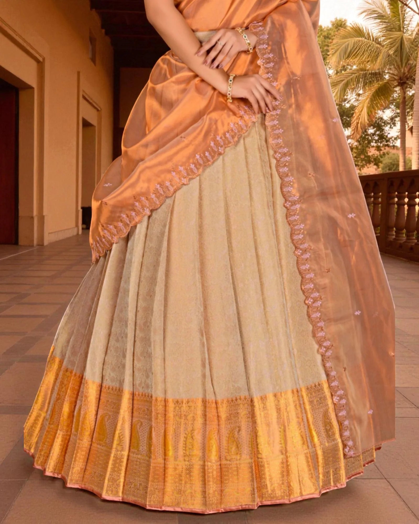 Intricate Zari Half Saree
