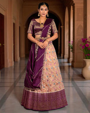 Floral Printed Silk Lehenga Set