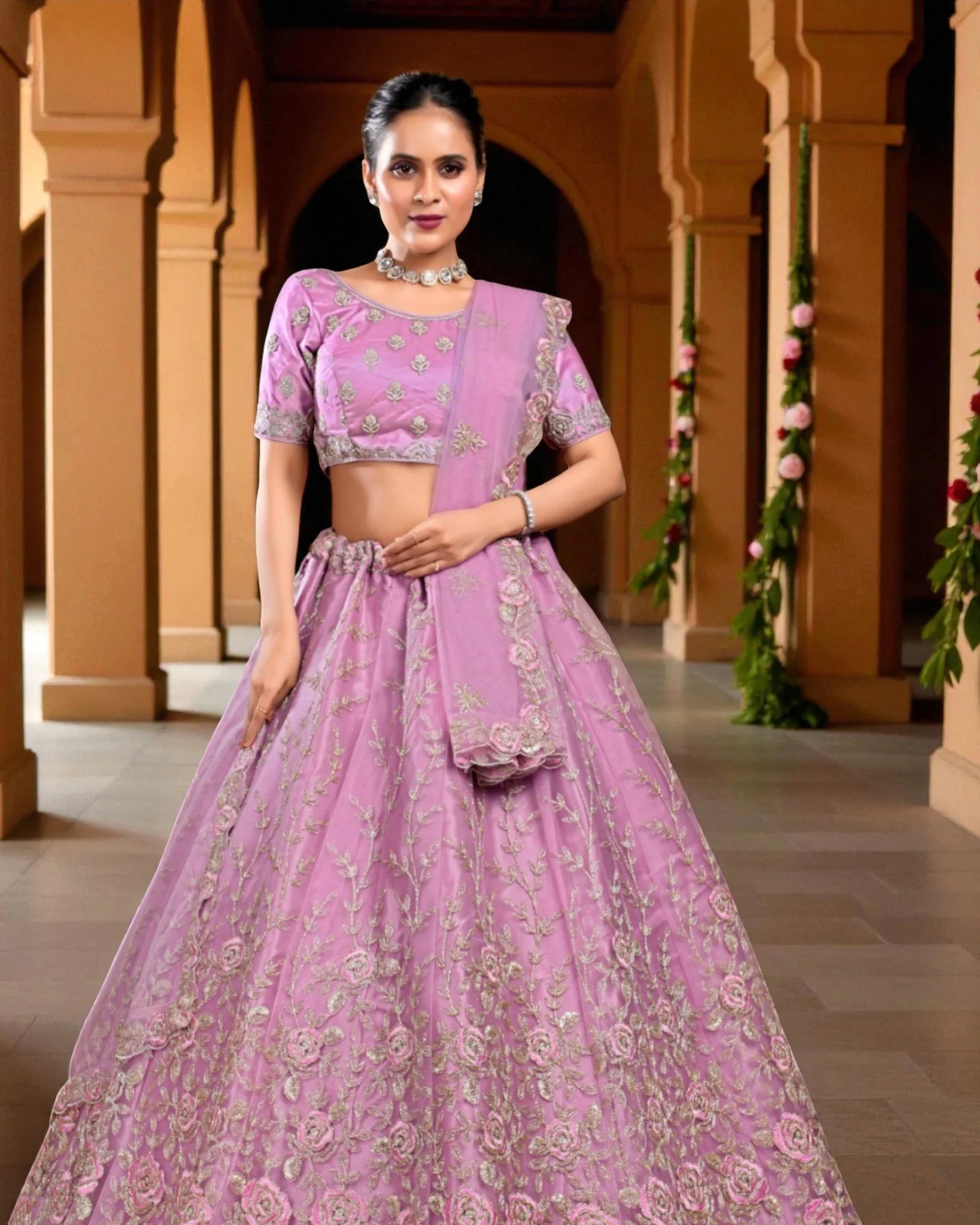 Baby Pink Cotton Embroidered Pakistani Suit