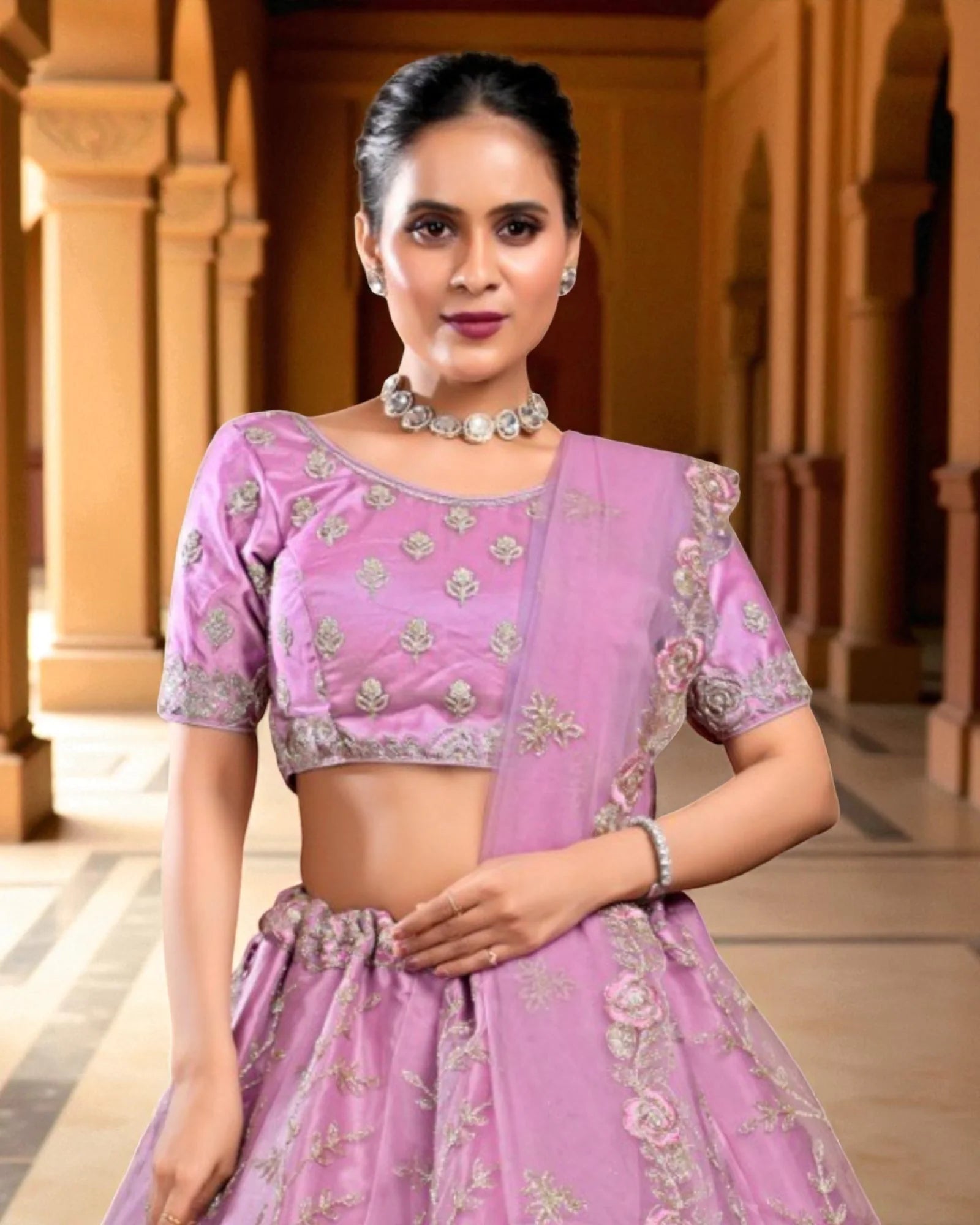Baby Pink Cotton Embroidered Pakistani Suit