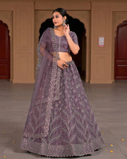 Ivory Beadwork Semi Stitched Bridal Lehenga