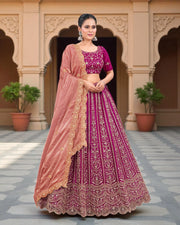 Thread Embroidered Semi Stitched Lehenga