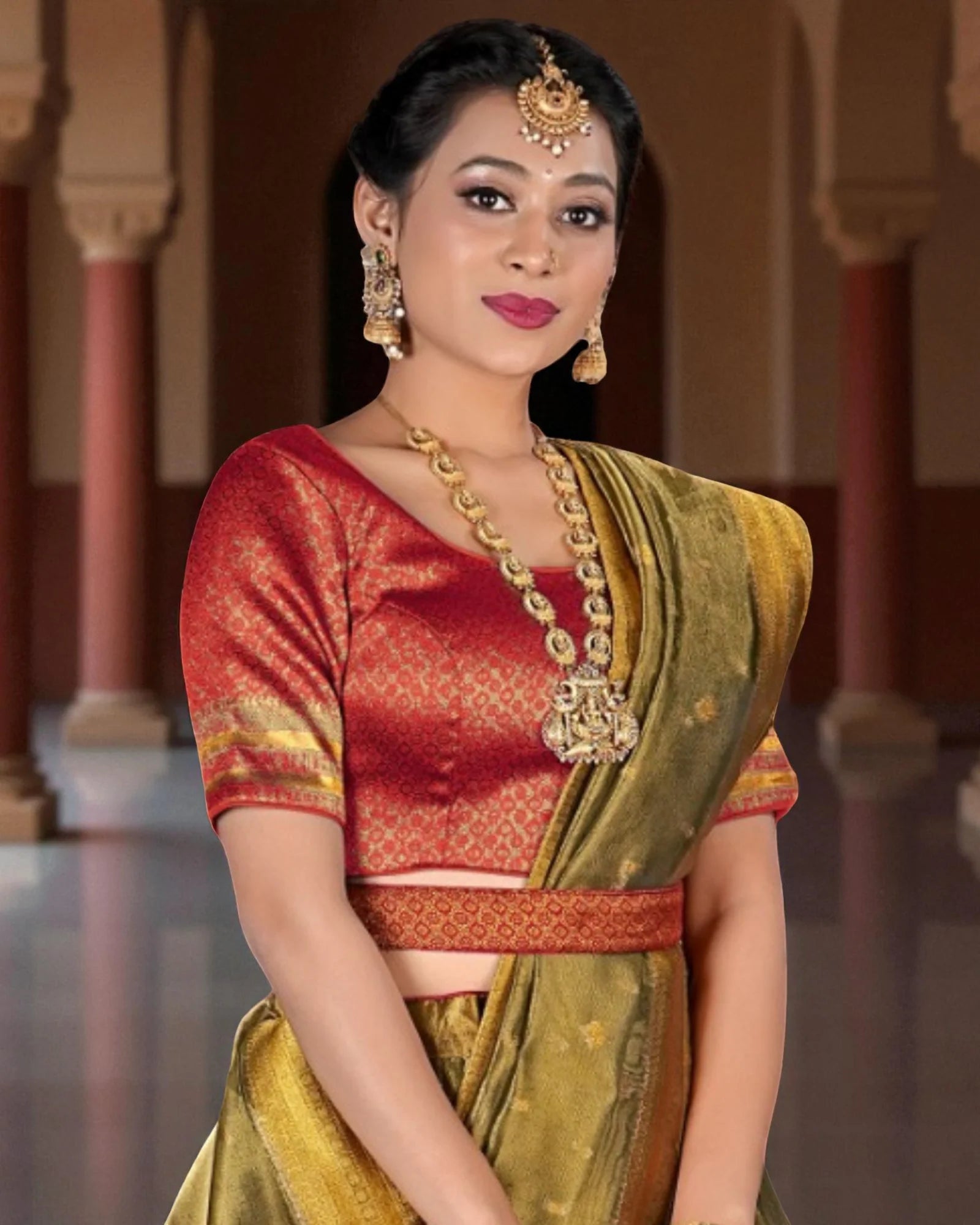 Zari Embellished Ethnic Half Saree