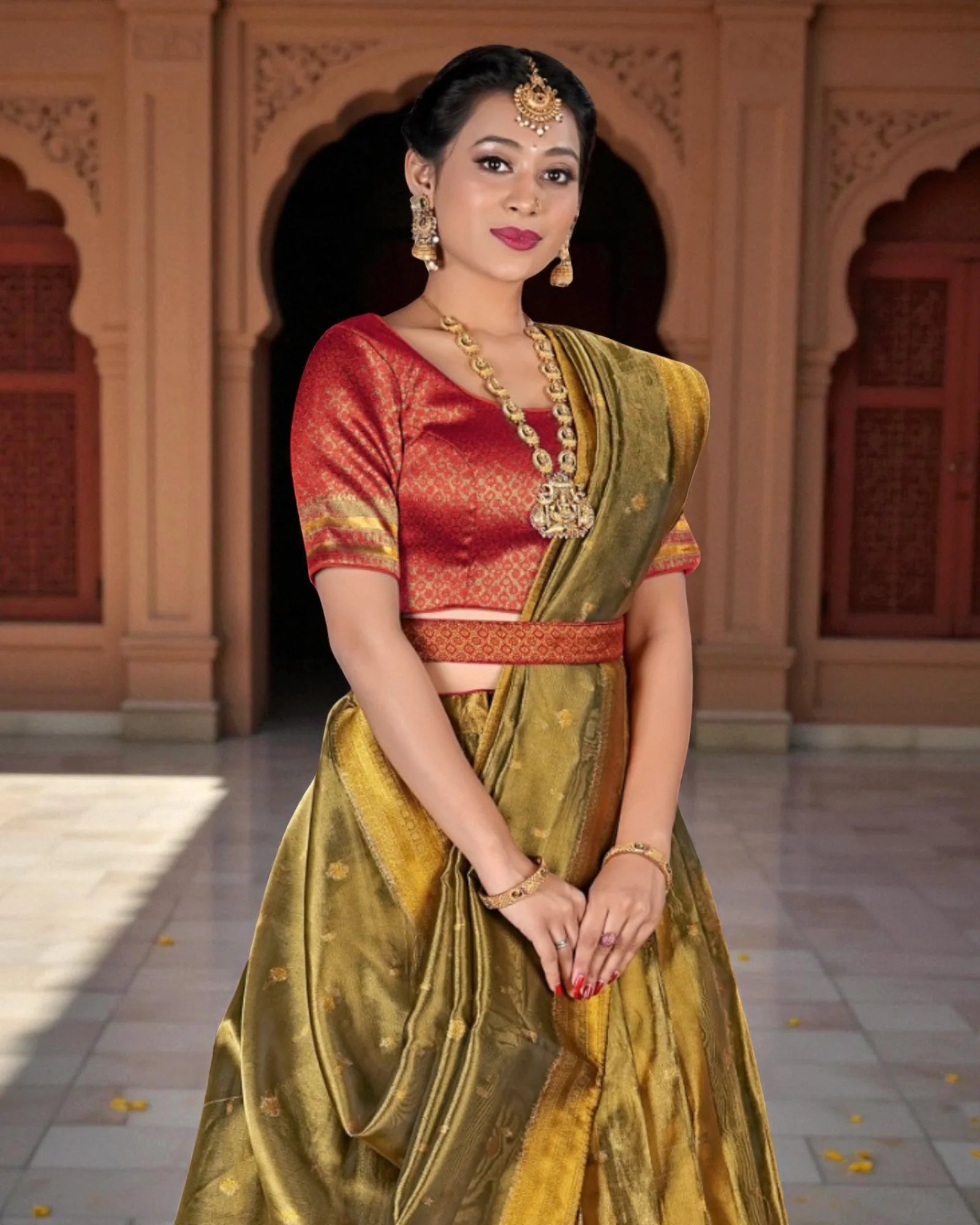 Zari Embellished Ethnic Half Saree
