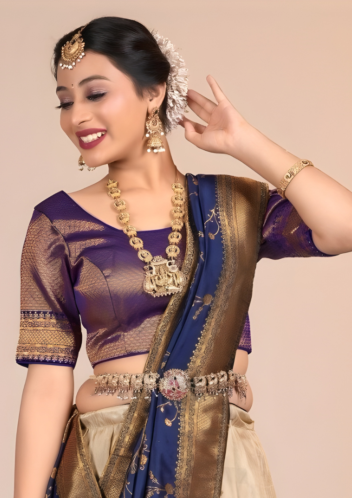Beige Banarasi Half Saree With Luxurious Weaves