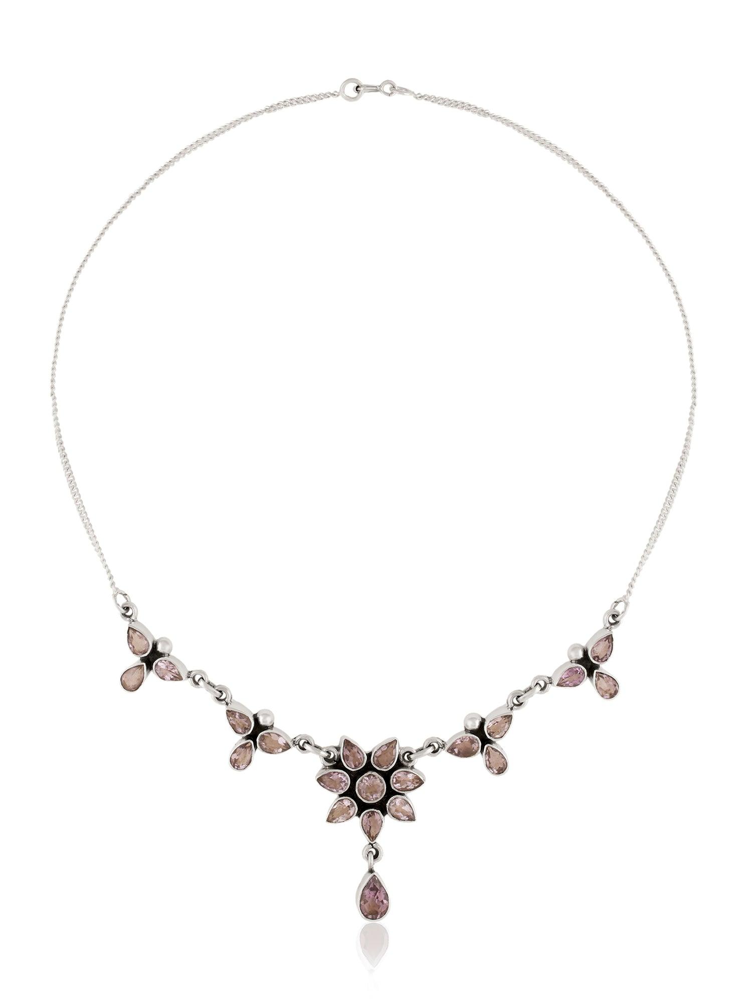 Whimsical Blossoms Amethyst Flower Necklace - Dyulokha