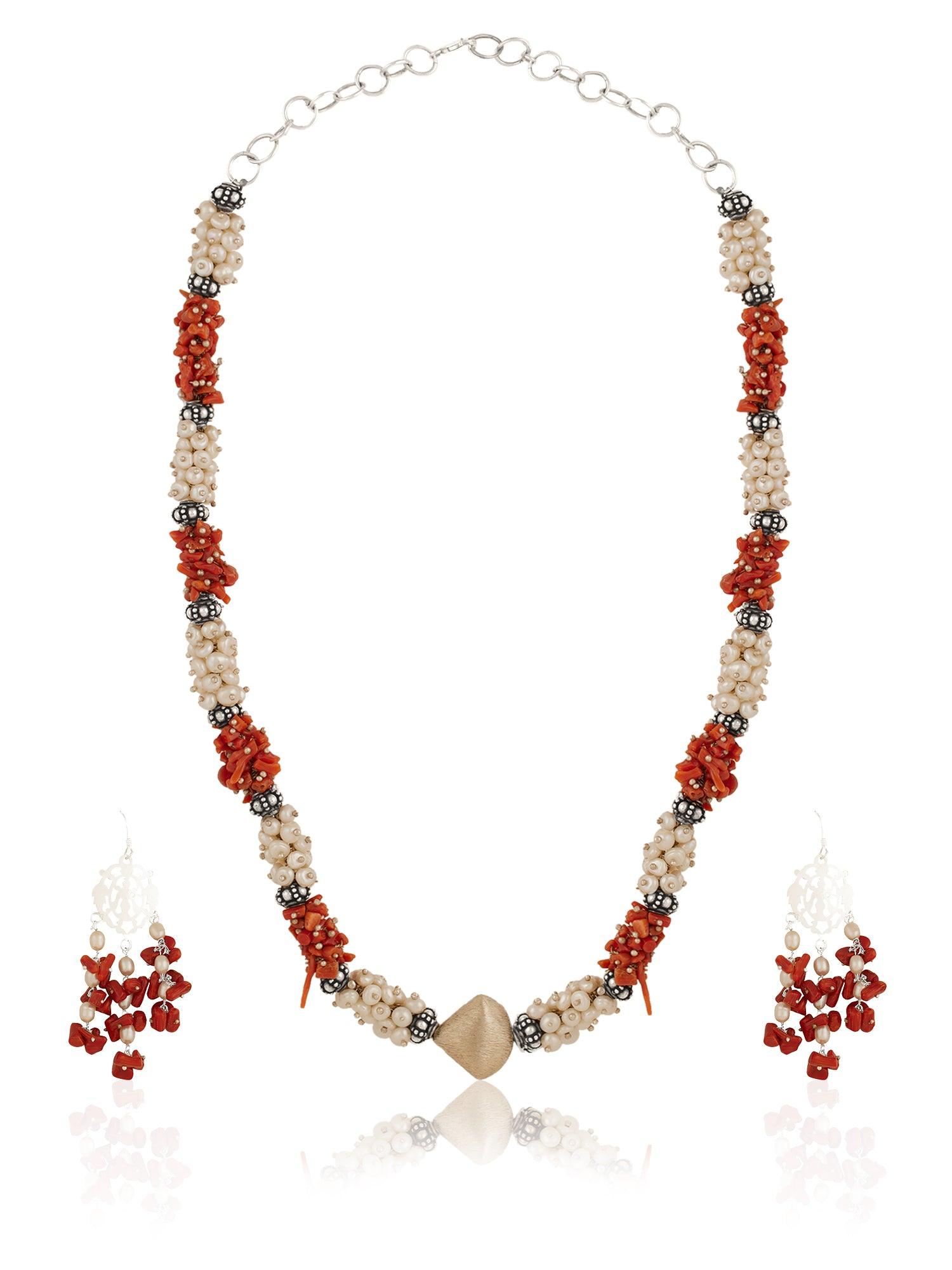 Ocean's Treasure Coral Pearl Wild Necklace - Dyulokha