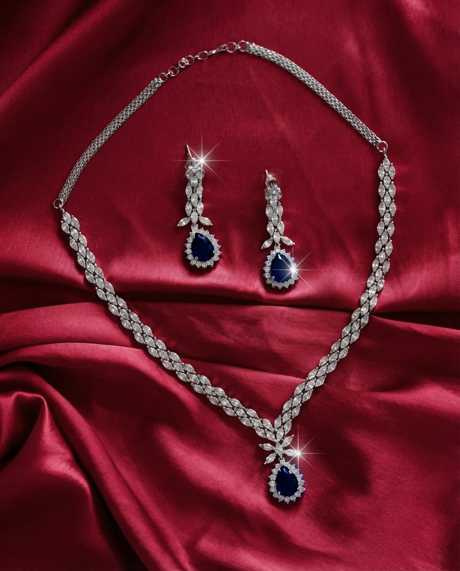 Sapphire Accented Diamond Necklace Set