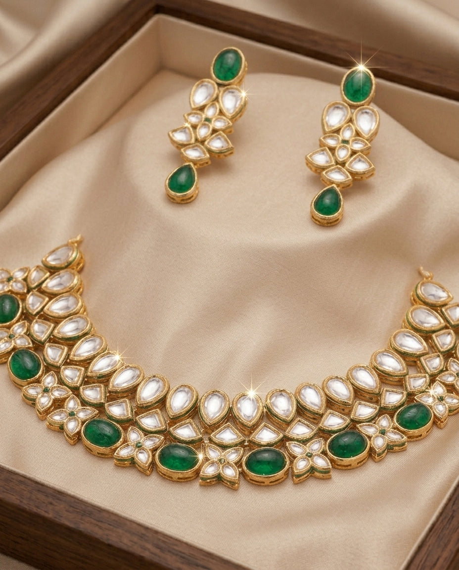 Enchanting Emeralds Kundan Necklace Set