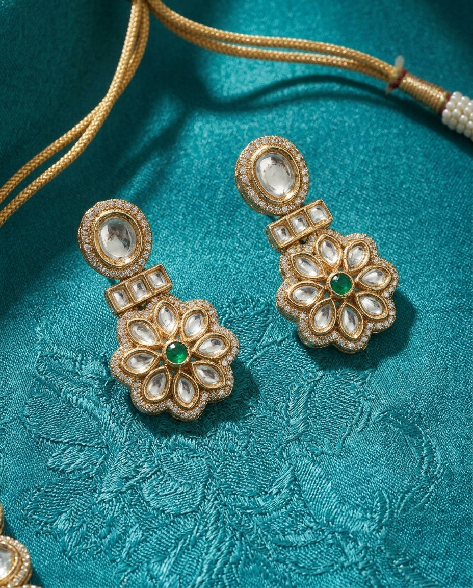 Golden Glamour Kundan Necklace Set