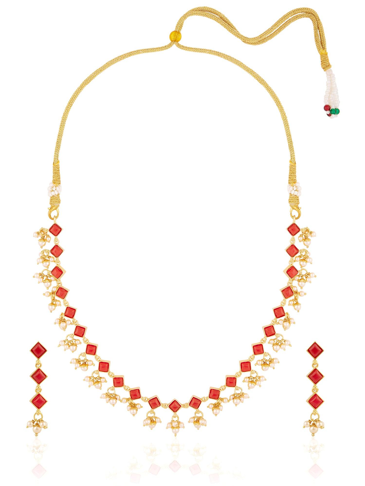 Sunset Harmony Coral Necklace Set - Dyulokha