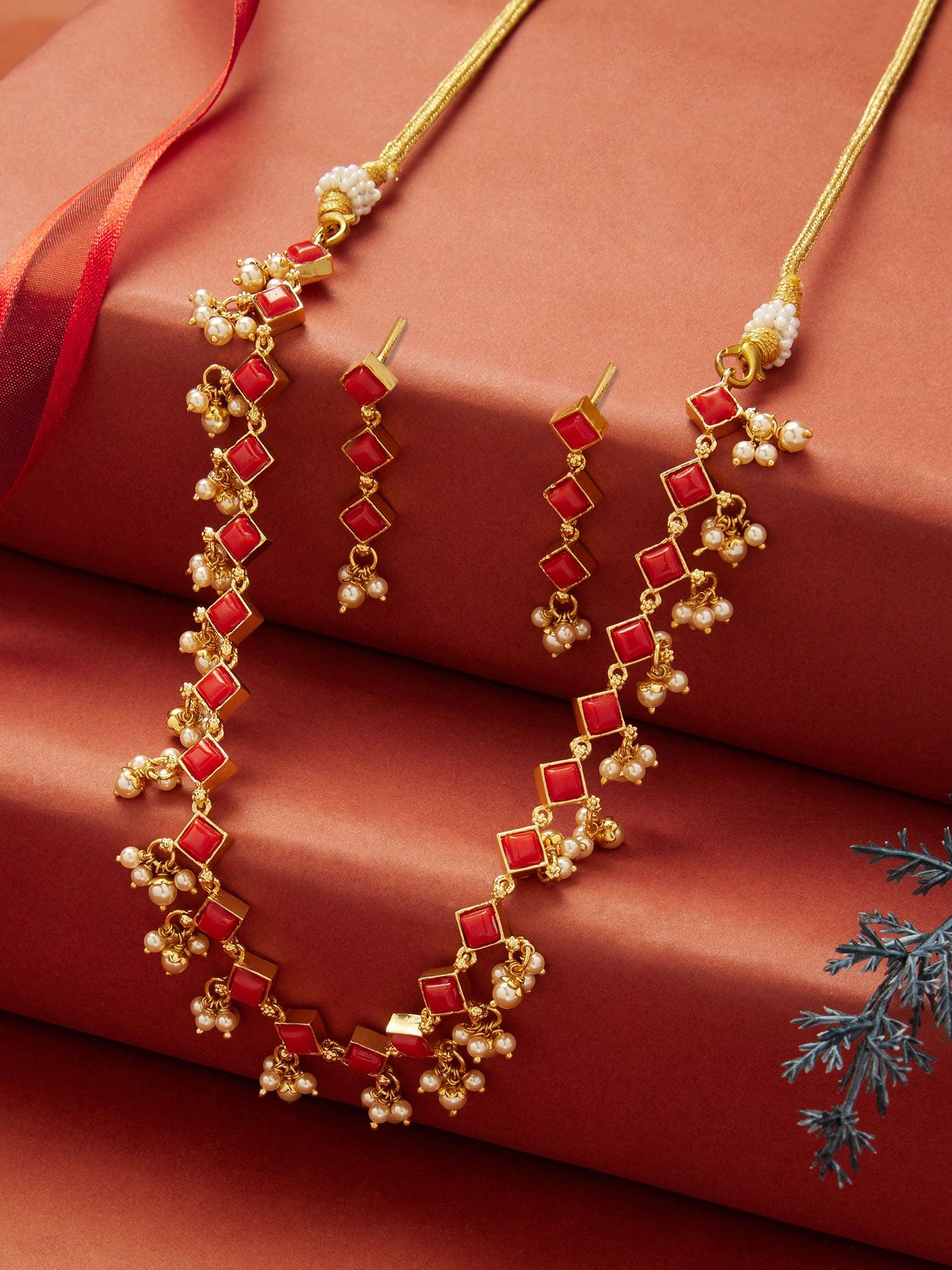 Sunset Harmony Coral Necklace Set - Dyulokha