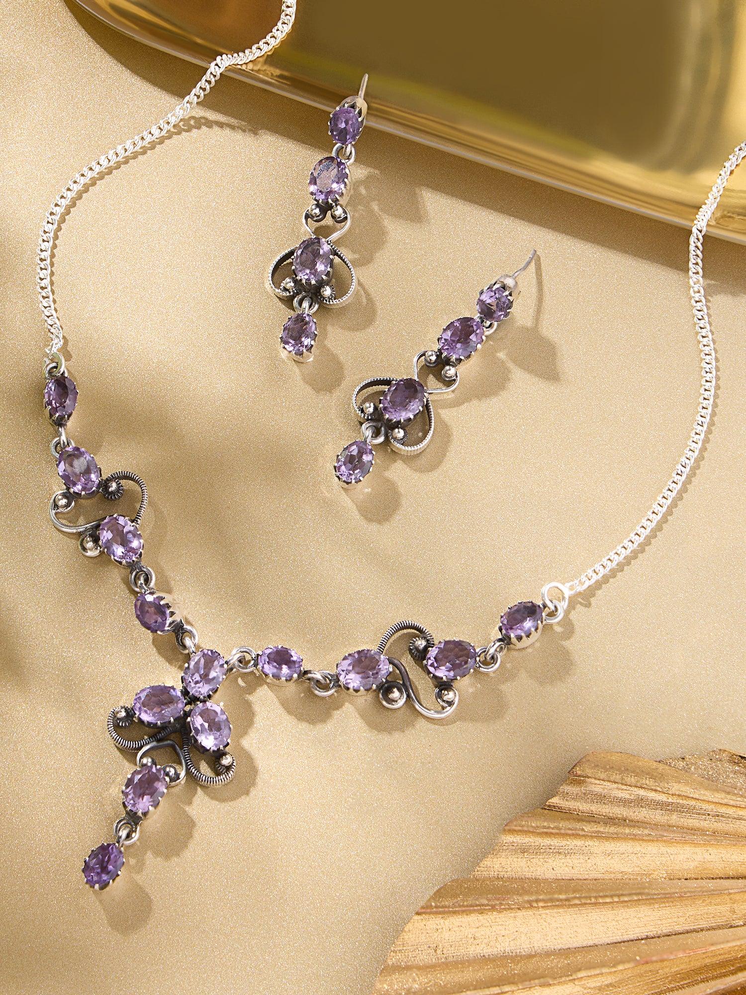 Violet Enchantment Amethyst Danglers - Dyulokha