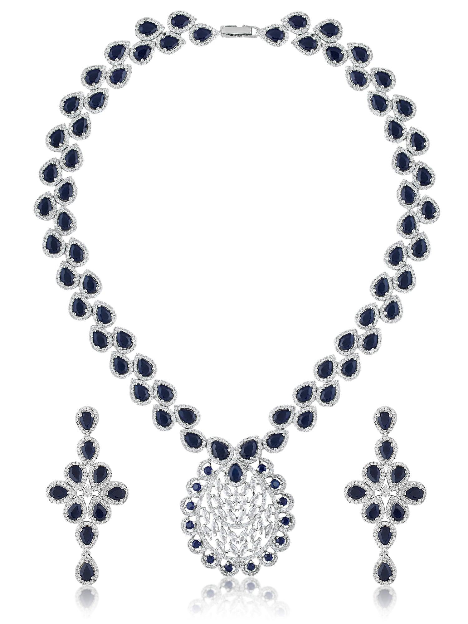 Sapphires and Sparkle Duo Necklace Set - Dyulokha