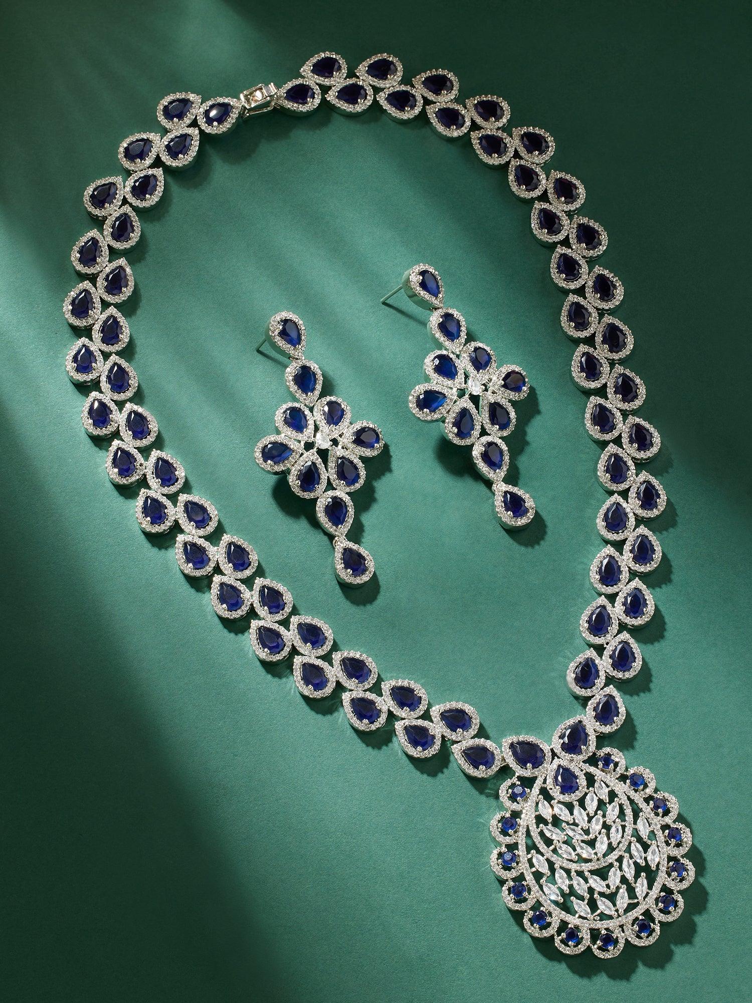 Sapphires and Sparkle Duo Necklace Set - Dyulokha