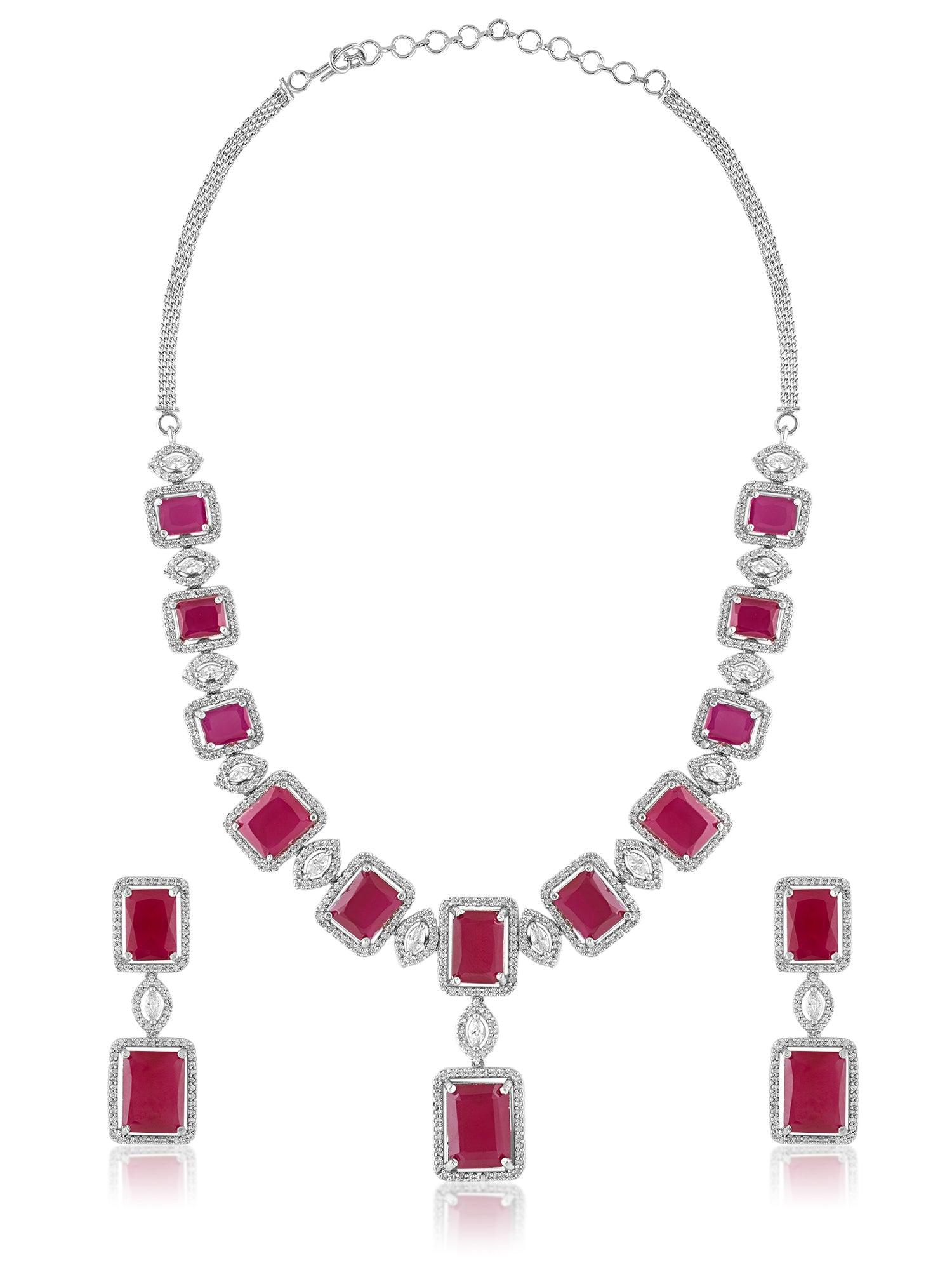 Ruby Red Luxury Necklace Set - Dyulokha