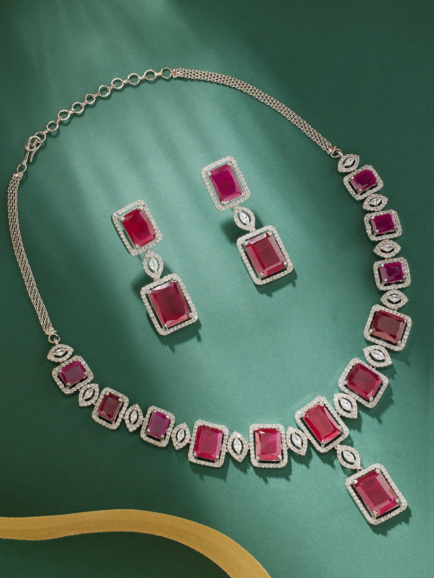 Ruby Red Luxury Necklace Set - Dyulokha