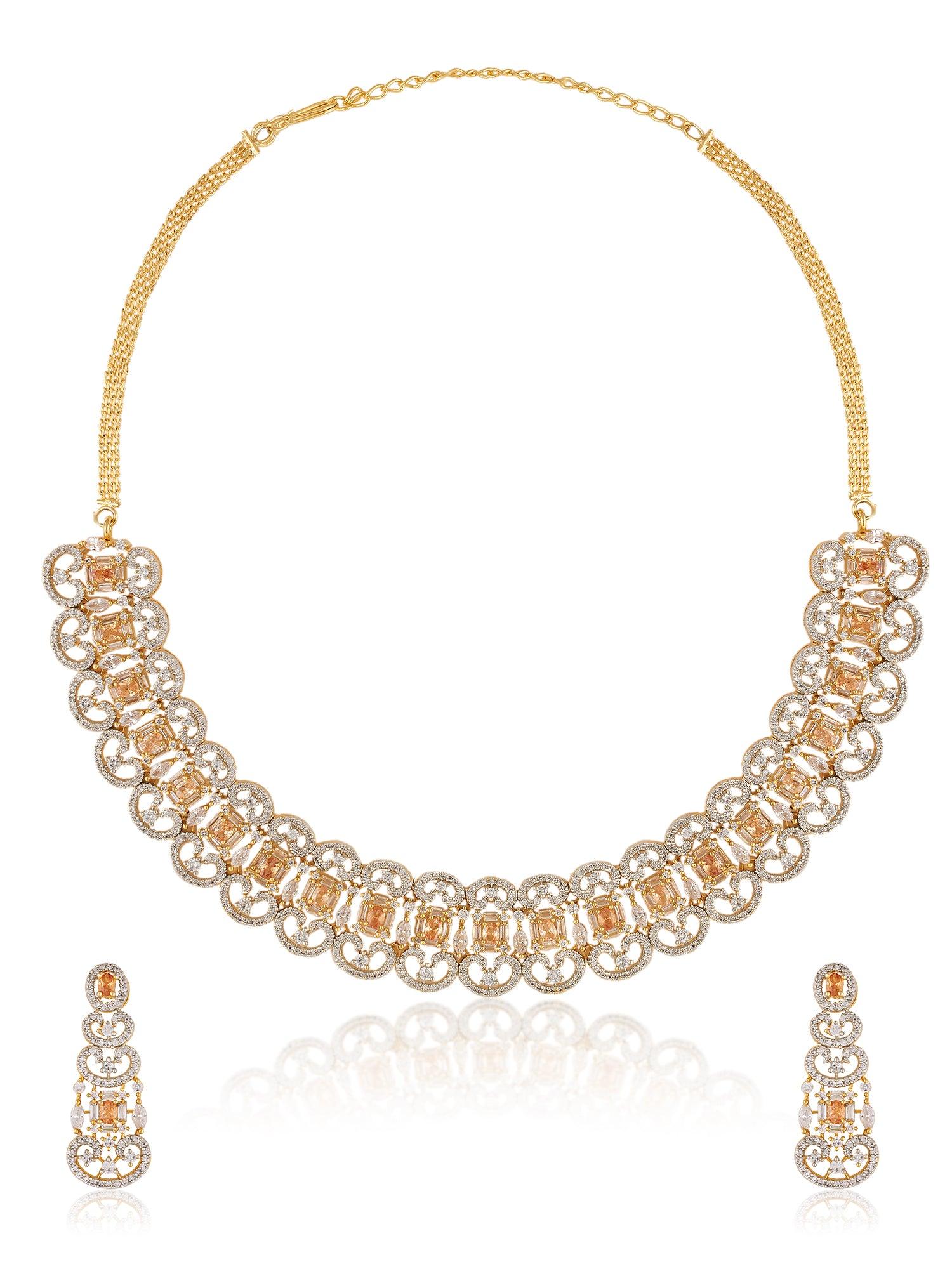 Golden Halo Topaz Necklace Set - Dyulokha