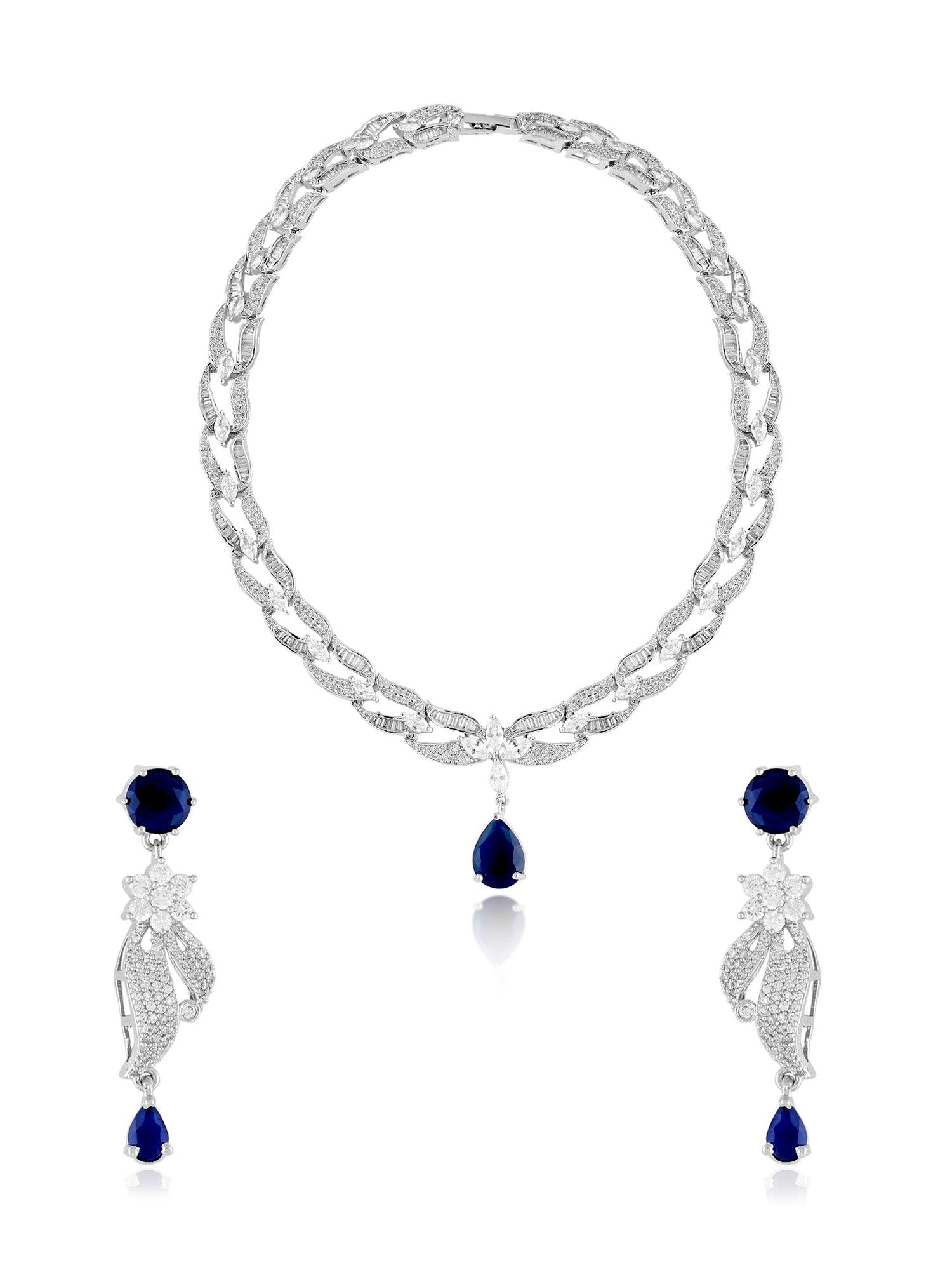 Regal Royal Blue Sapphire Nacklace Set - Dyulokha