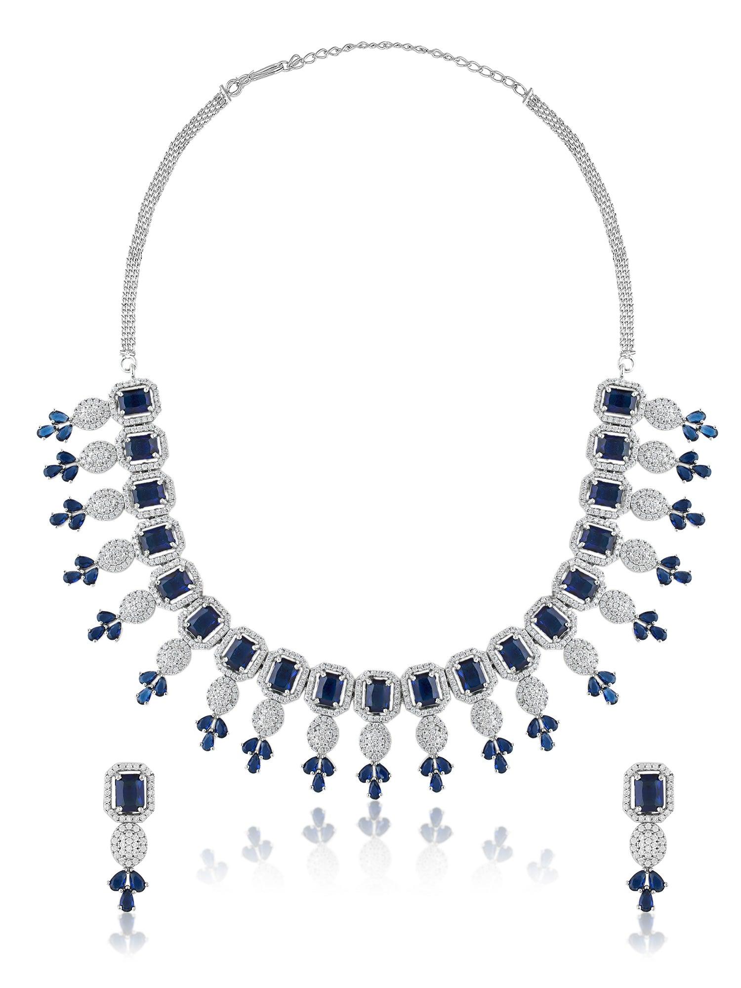 Sapphire and czs necklace set - Dyulokha