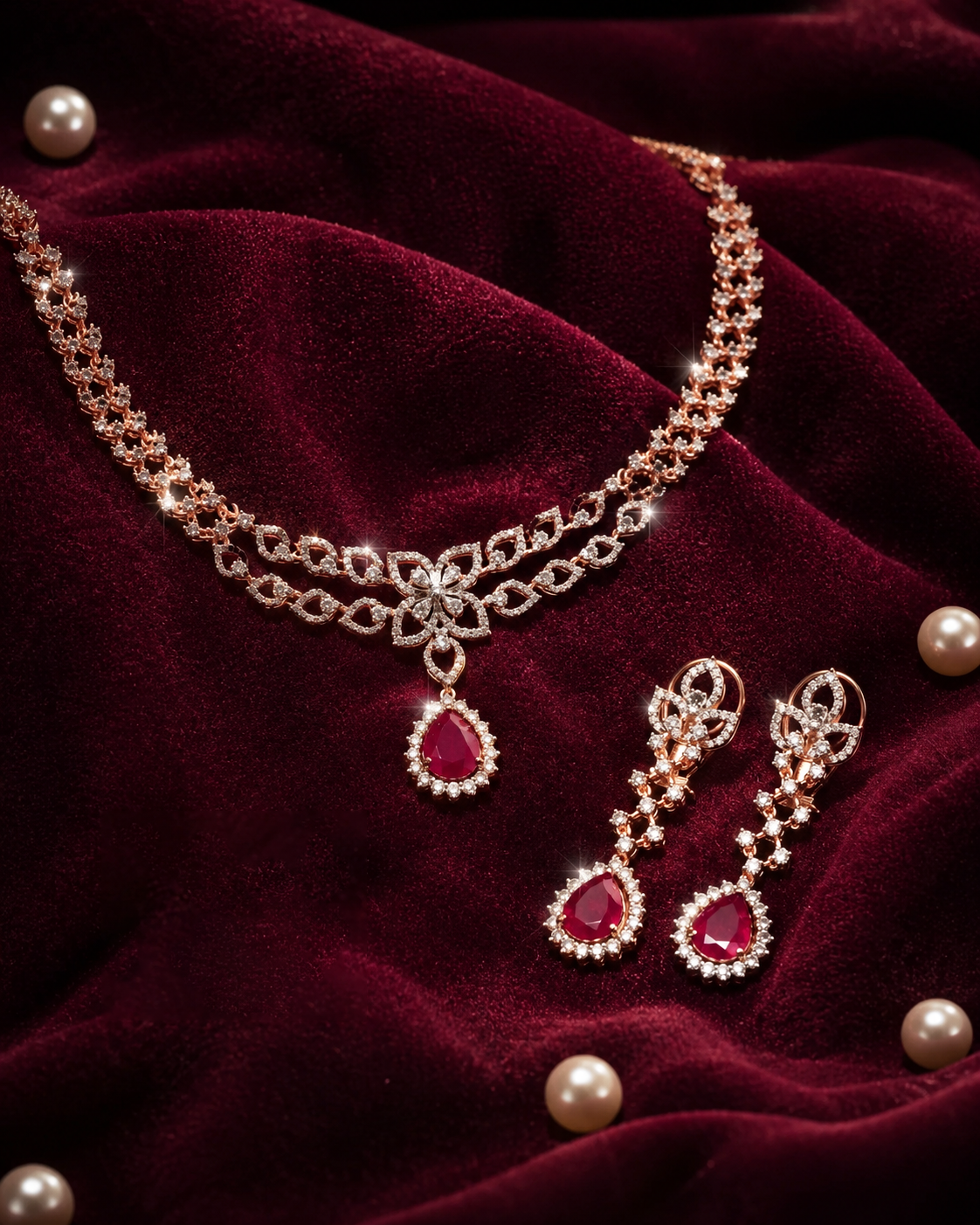Sparkling Diamond Necklace Set