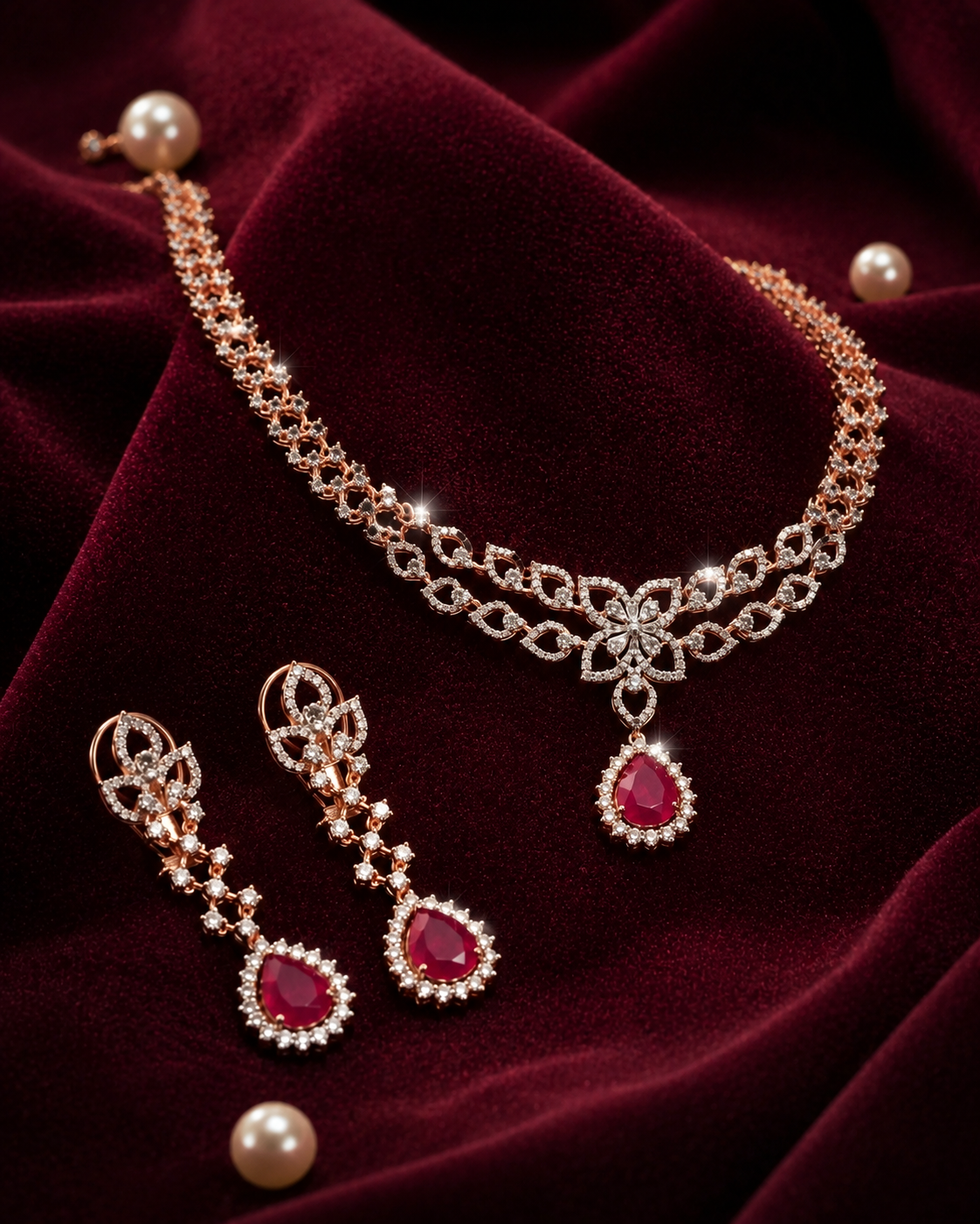 Sparkling Diamond Necklace Set