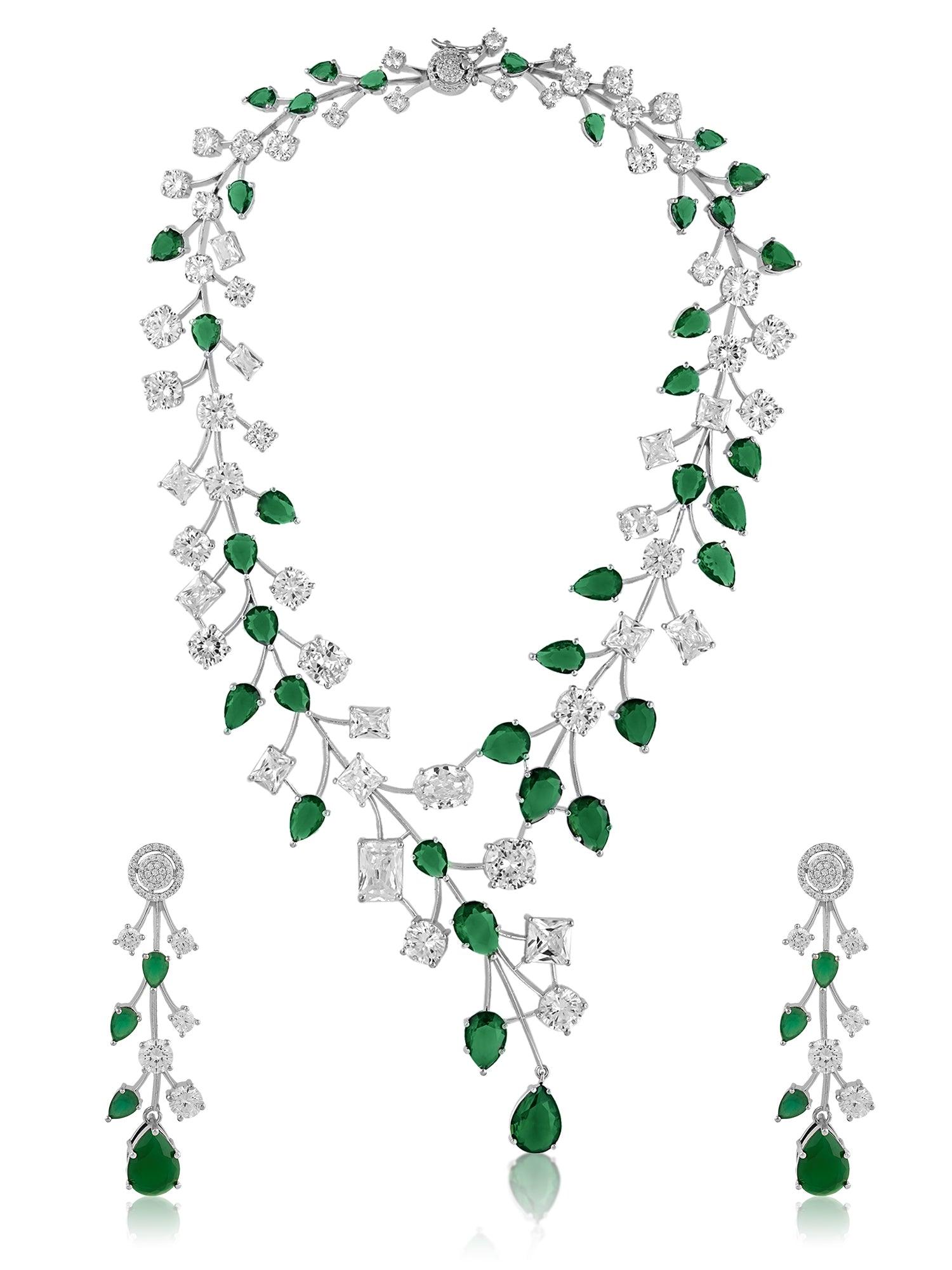 Ablaze Prestige Emerald Necklace set - Dyulokha