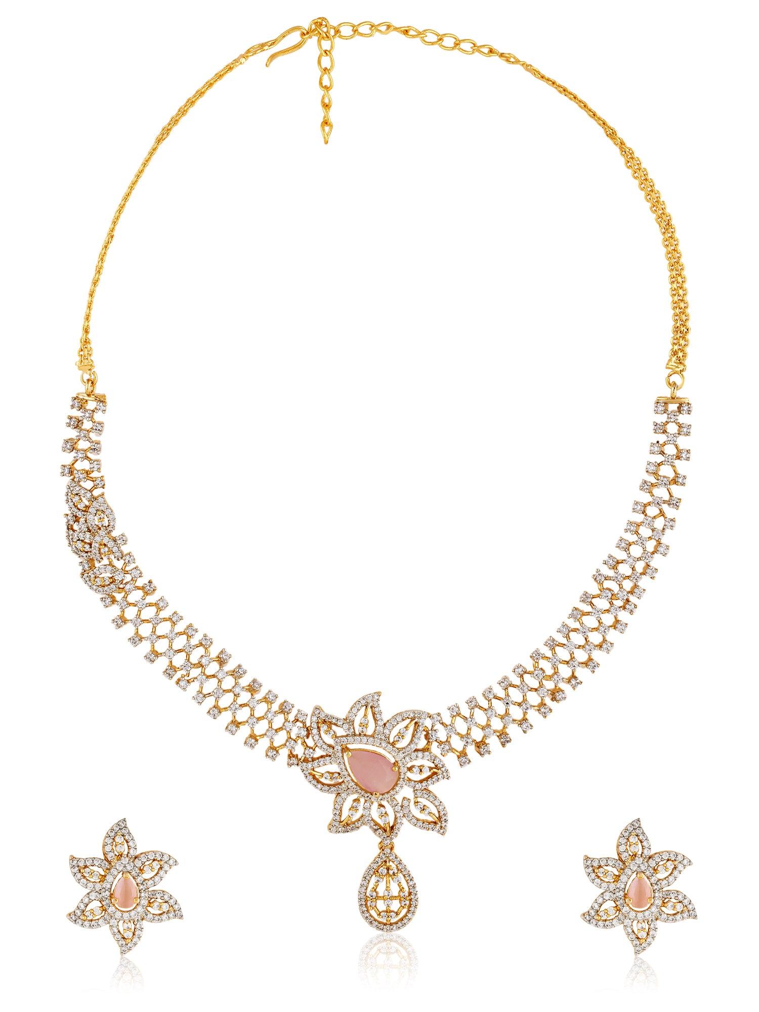 Coral Radiance Stud Necklace set - Dyulokha