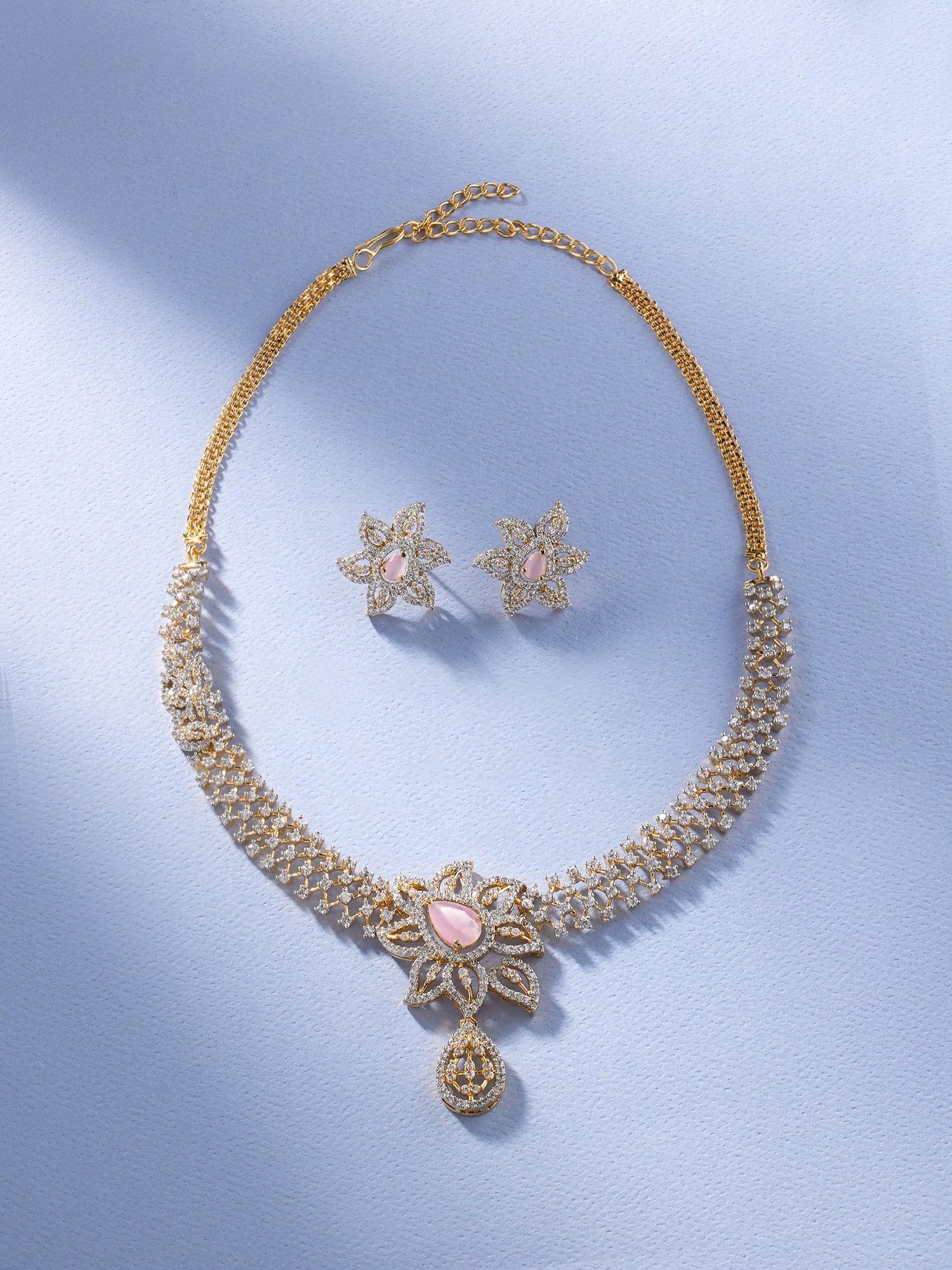 Coral Radiance Stud Necklace set - Dyulokha