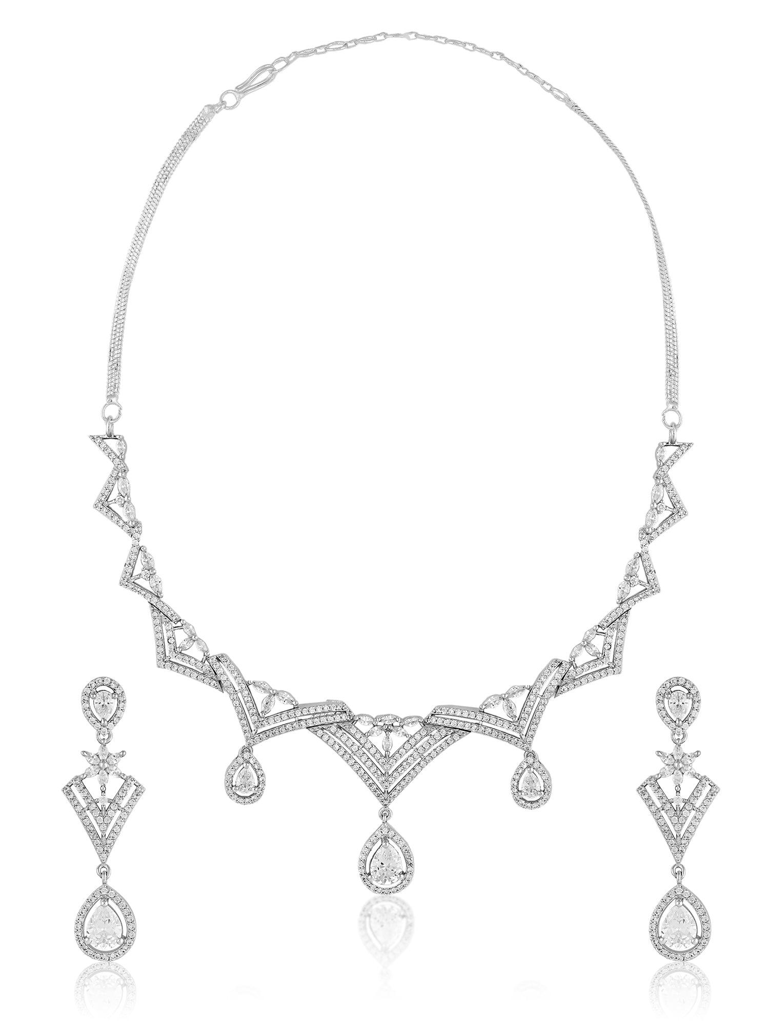 Luxurious CZ Diamond Necklace Set - Dyulokha