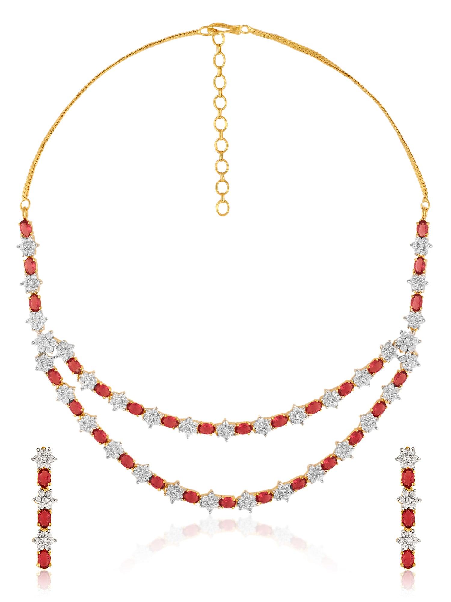 Plush Dual Layer Ruby Necklace Set - Dyulokha