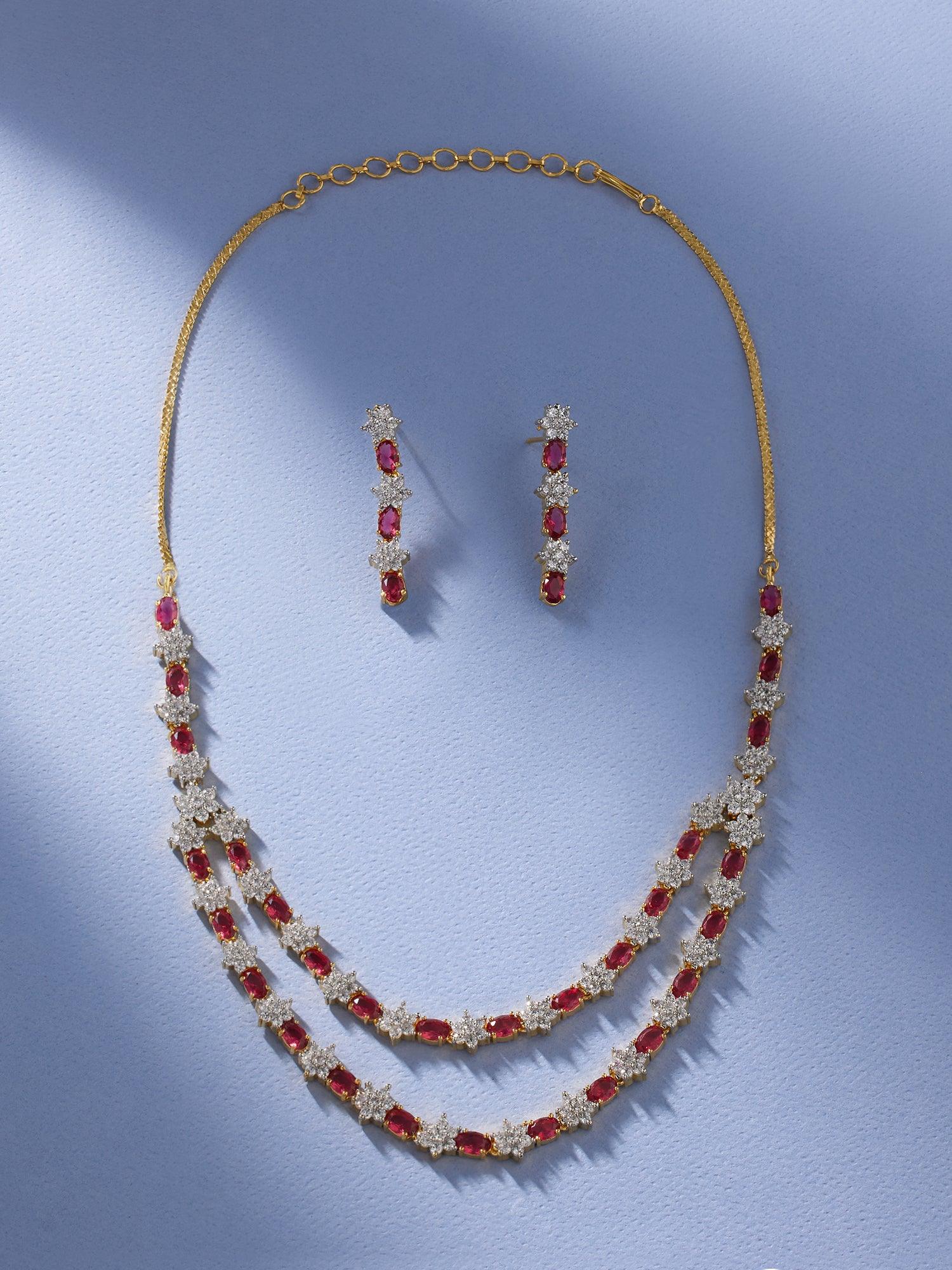 Plush Dual Layer Ruby Necklace Set - Dyulokha
