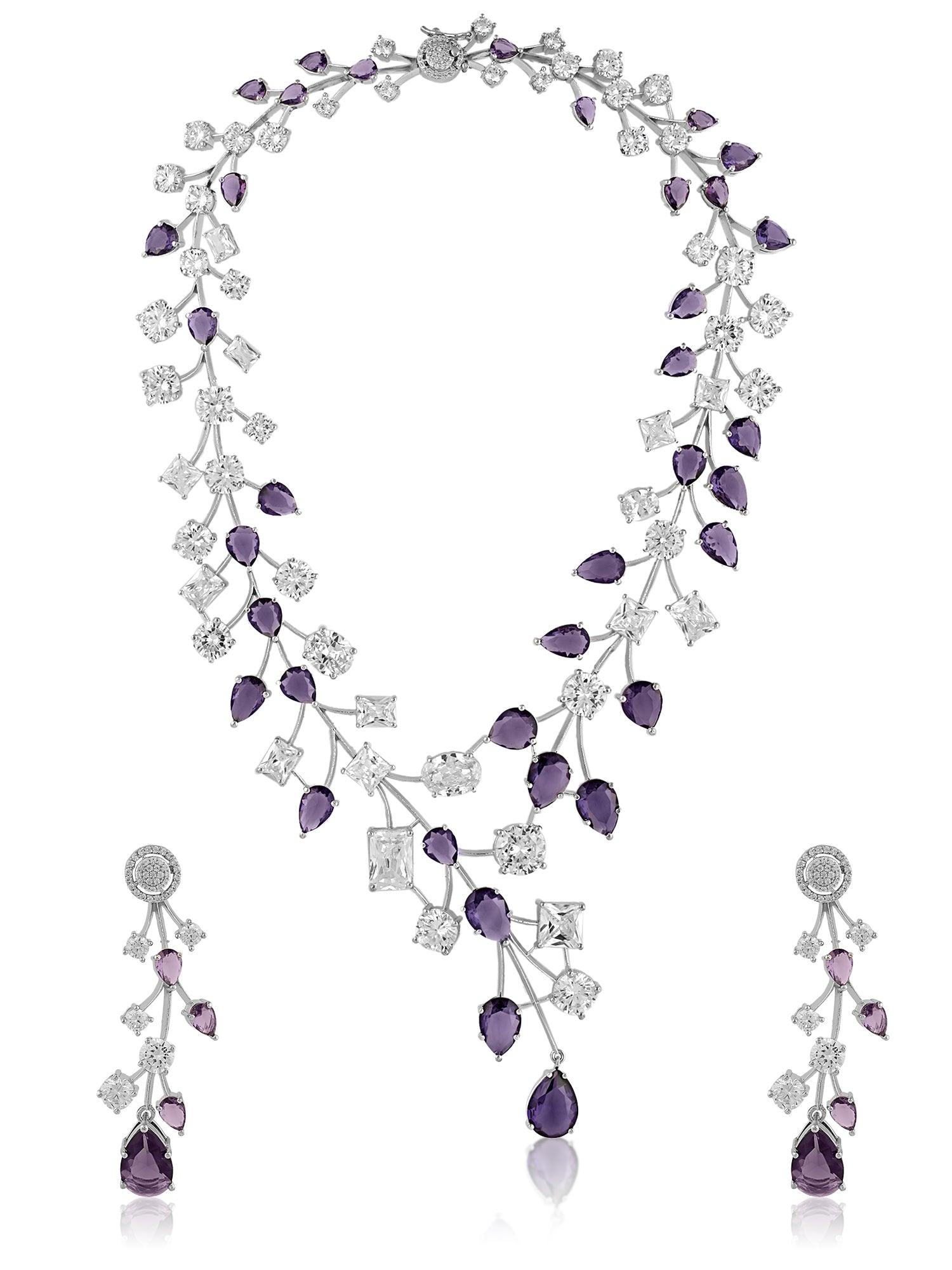 Beguiling Amethyst CZ Necklace set - Dyulokha