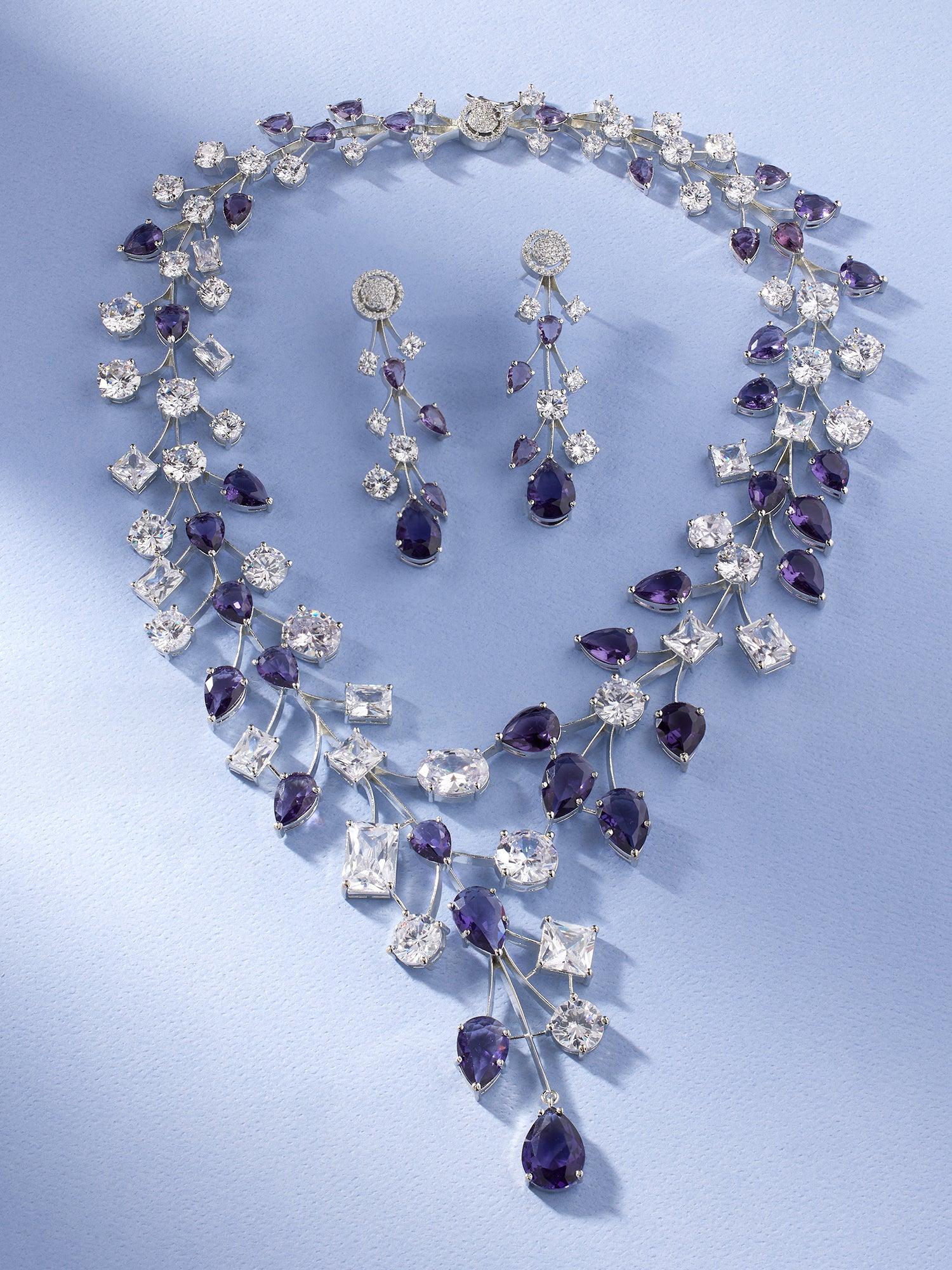 Beguiling Amethyst CZ Necklace set - Dyulokha