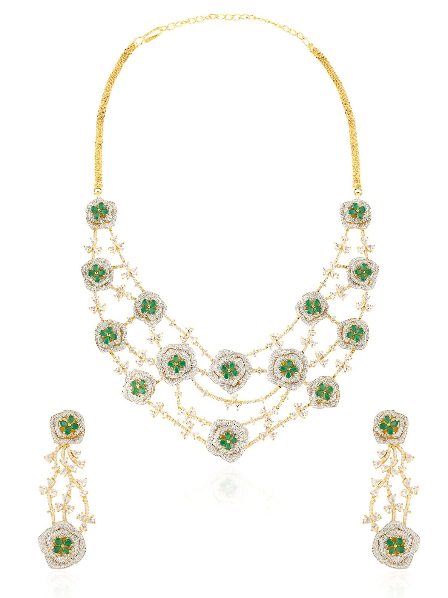 Emerald Bloom Necklace Set - Dyulokha