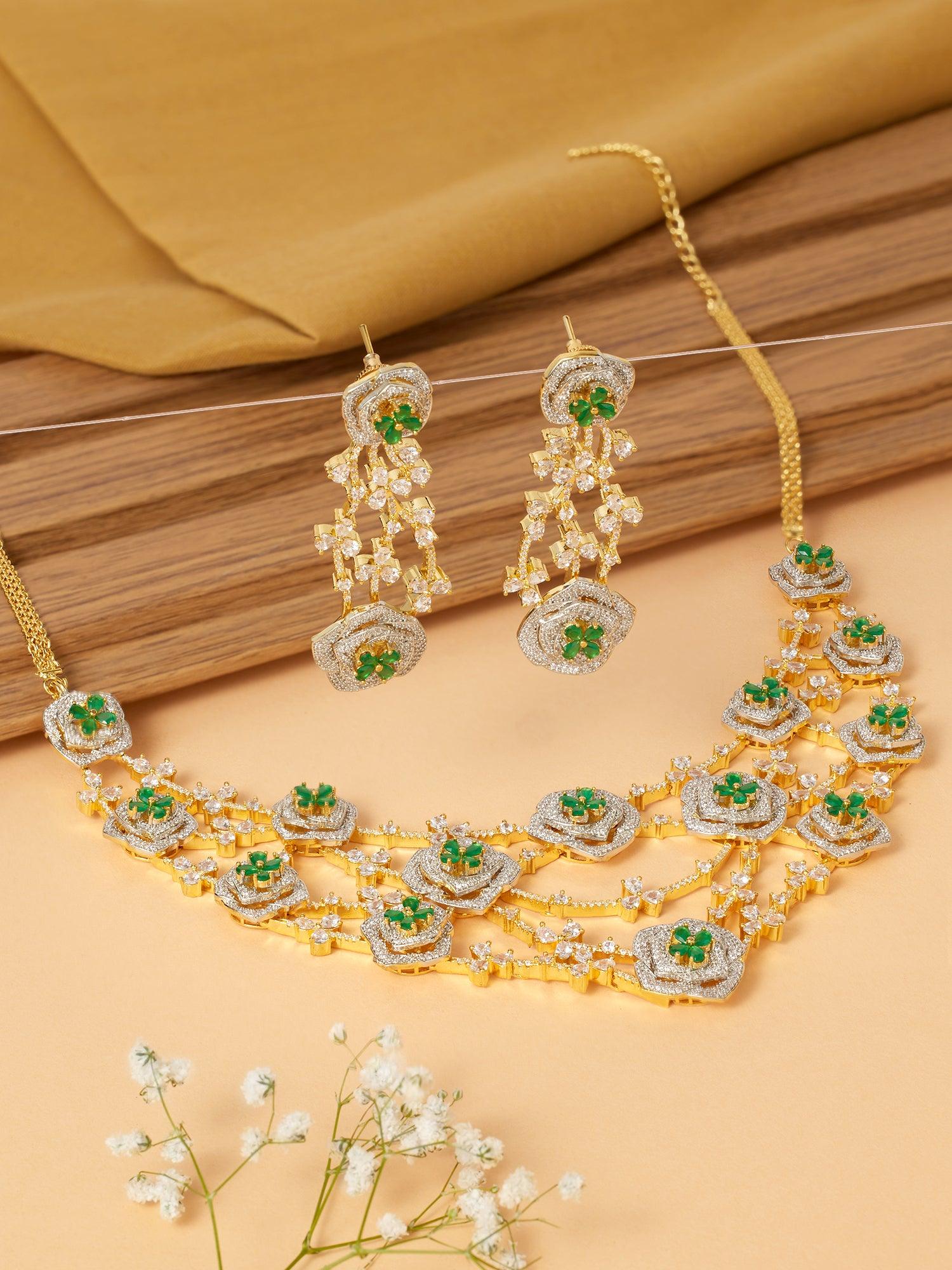 Emerald Bloom Necklace Set - Dyulokha
