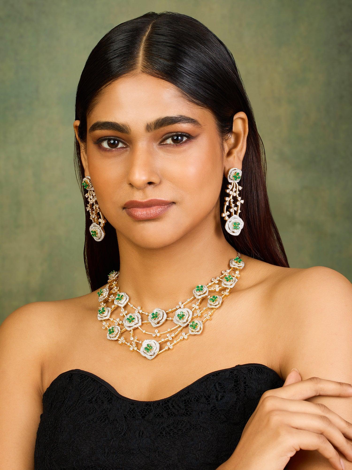 Emerald Bloom Necklace Set - Dyulokha