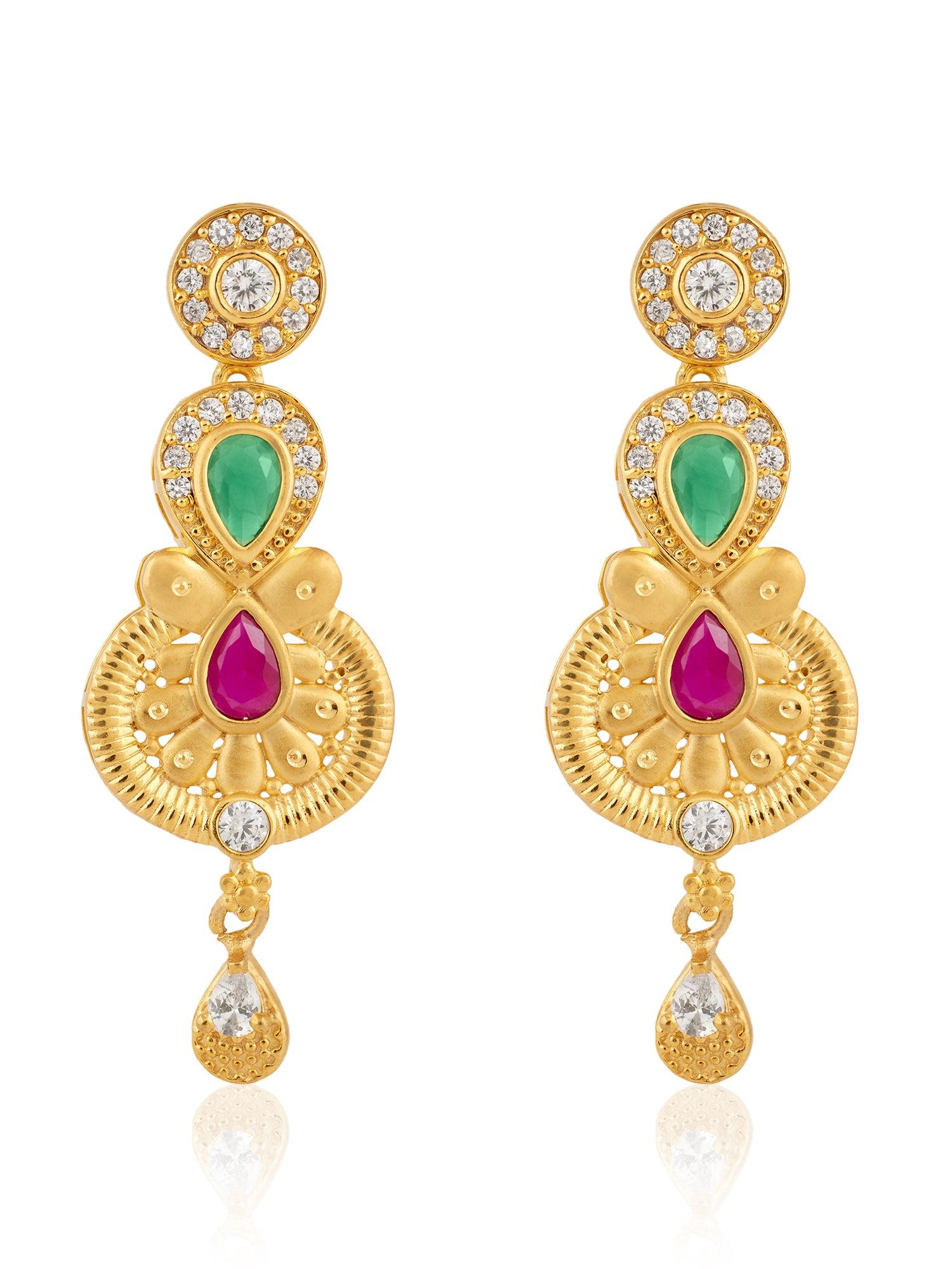 Shimmer Gold Ruby Emerald Necklace Set - Dyulokha