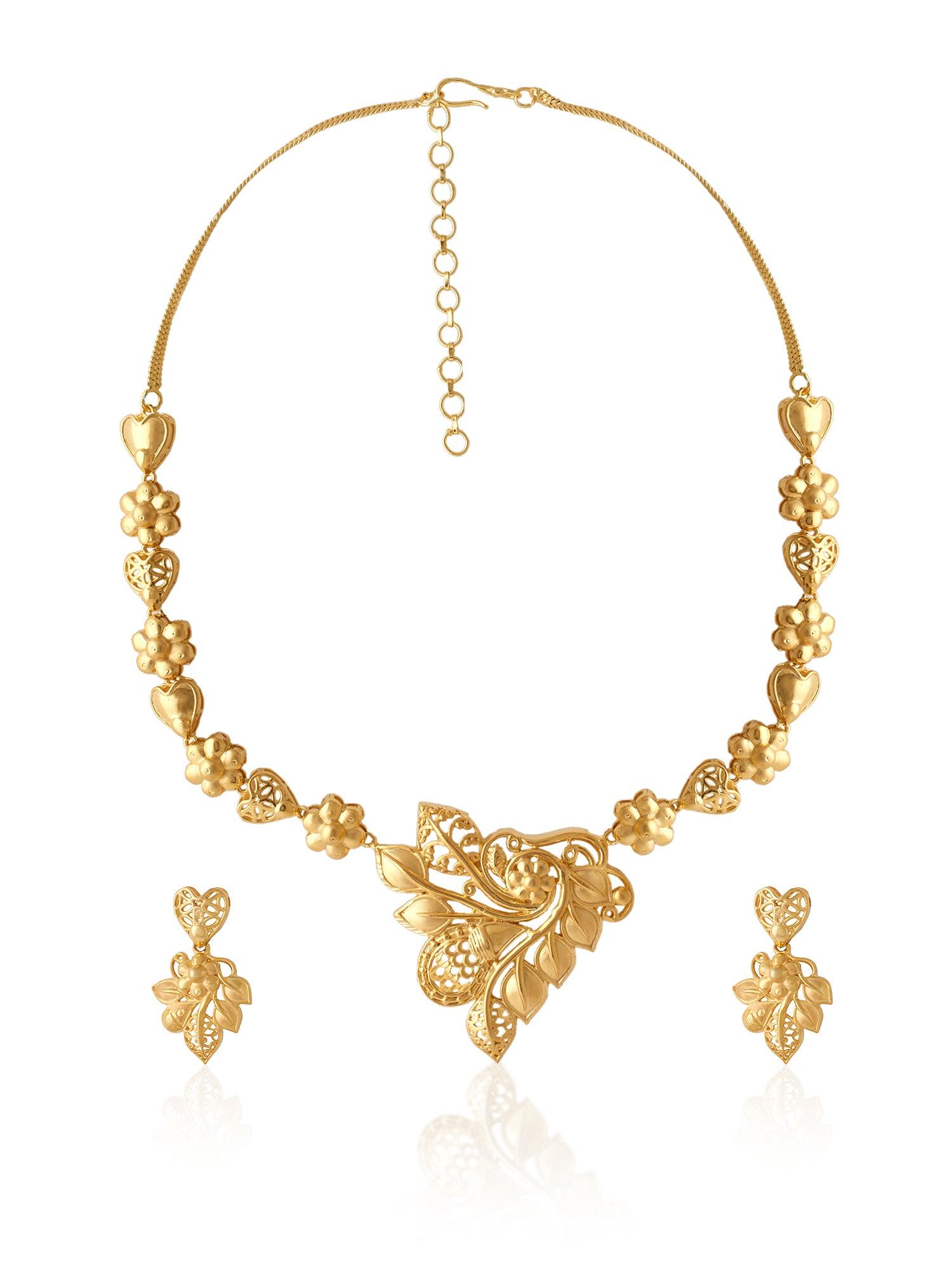 Gilded Garden Flower Necklace Set - Dyulokha
