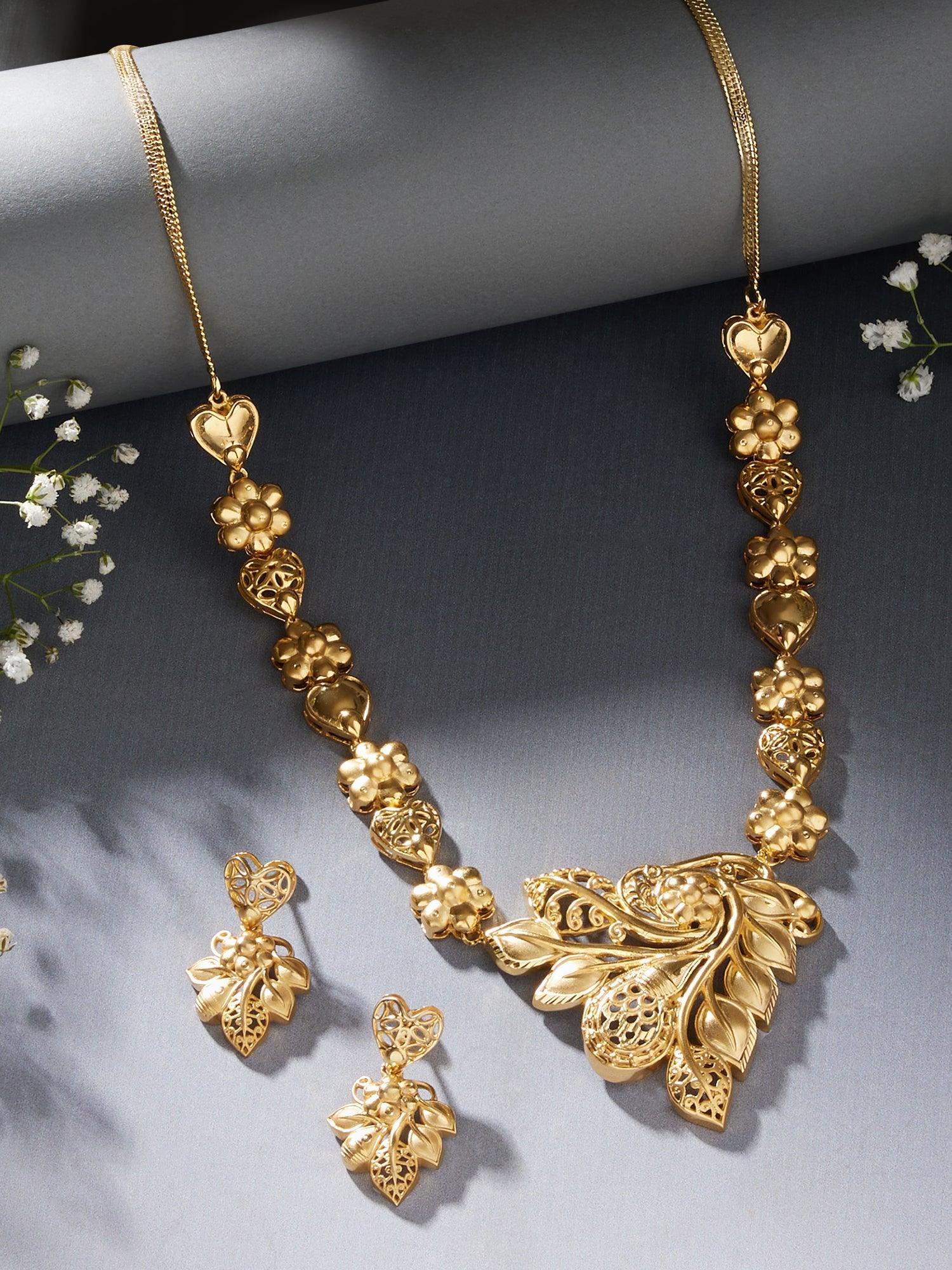 Gilded Garden Flower Necklace Set - Dyulokha