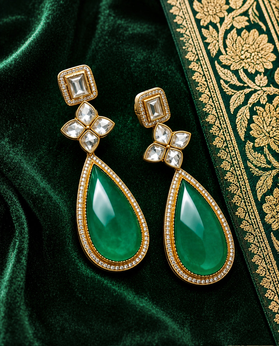 Emerald Elegance Polki Set